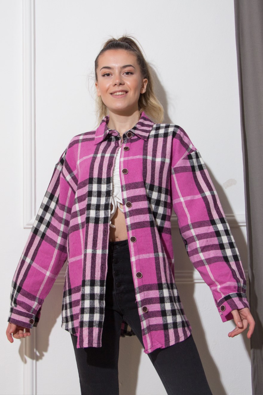 Ekose Oduncu Gömlek - Pembe