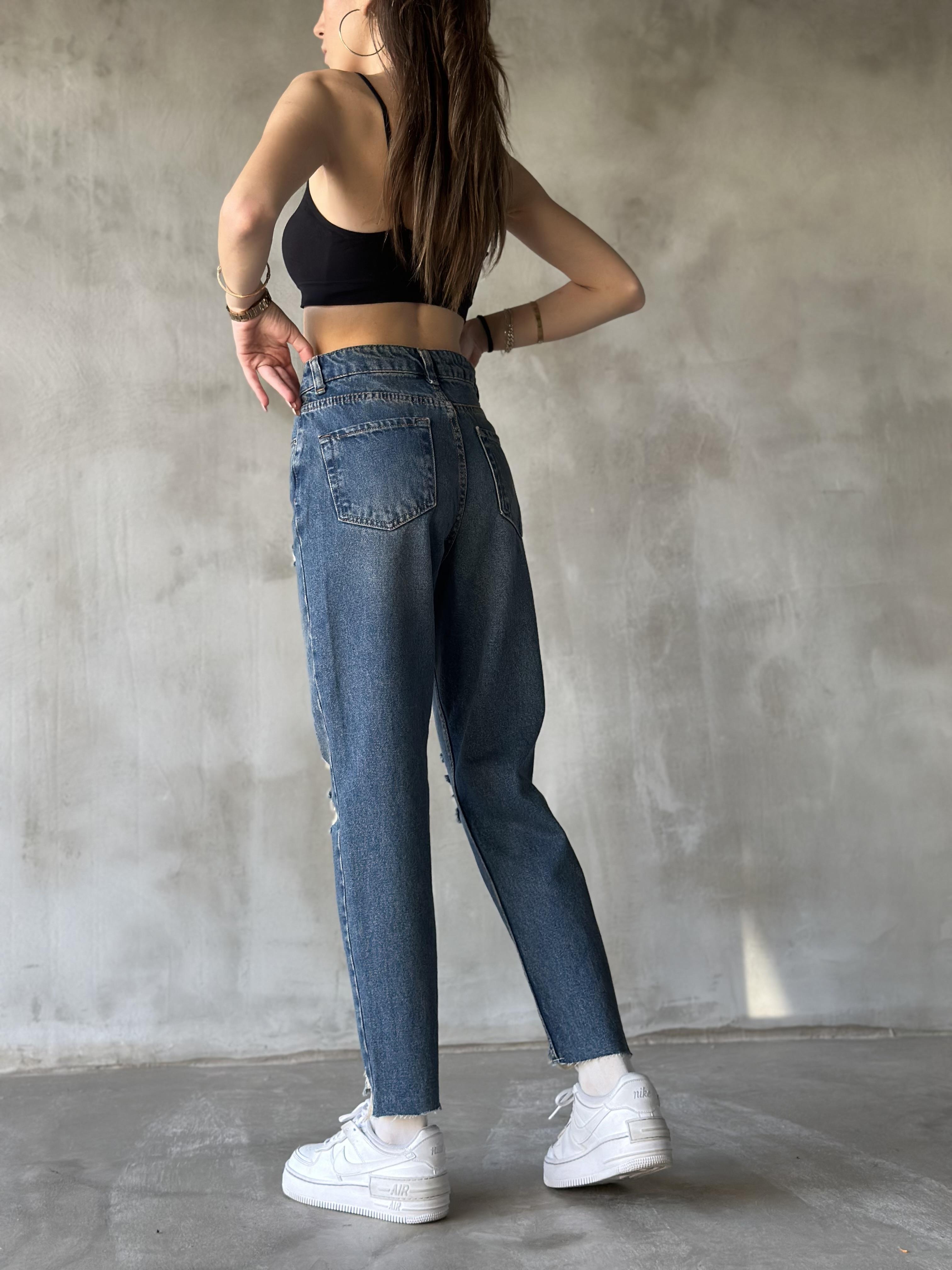 Eskitmeli Lazer Kesim Mom Jean 