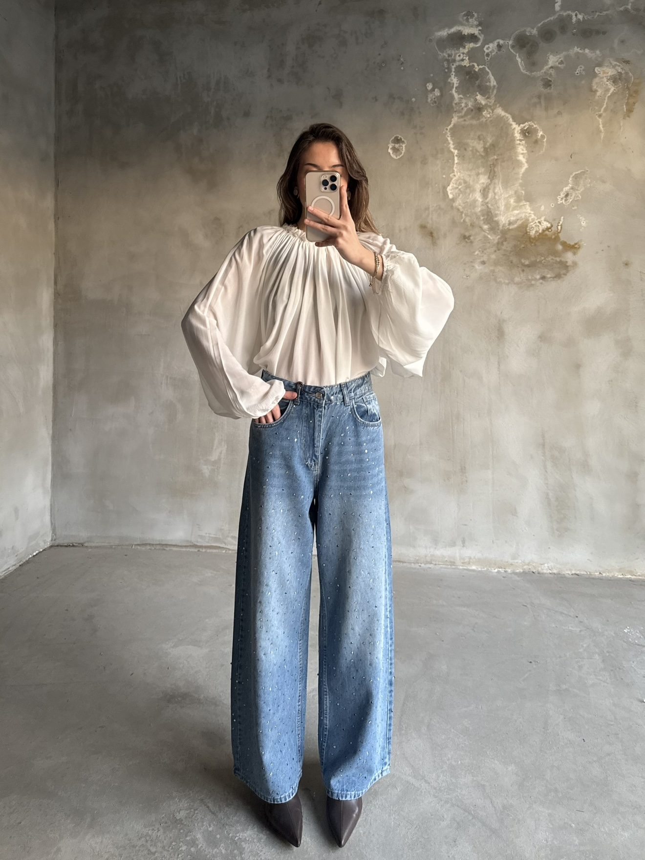 Full Taşlı Baggy Jean