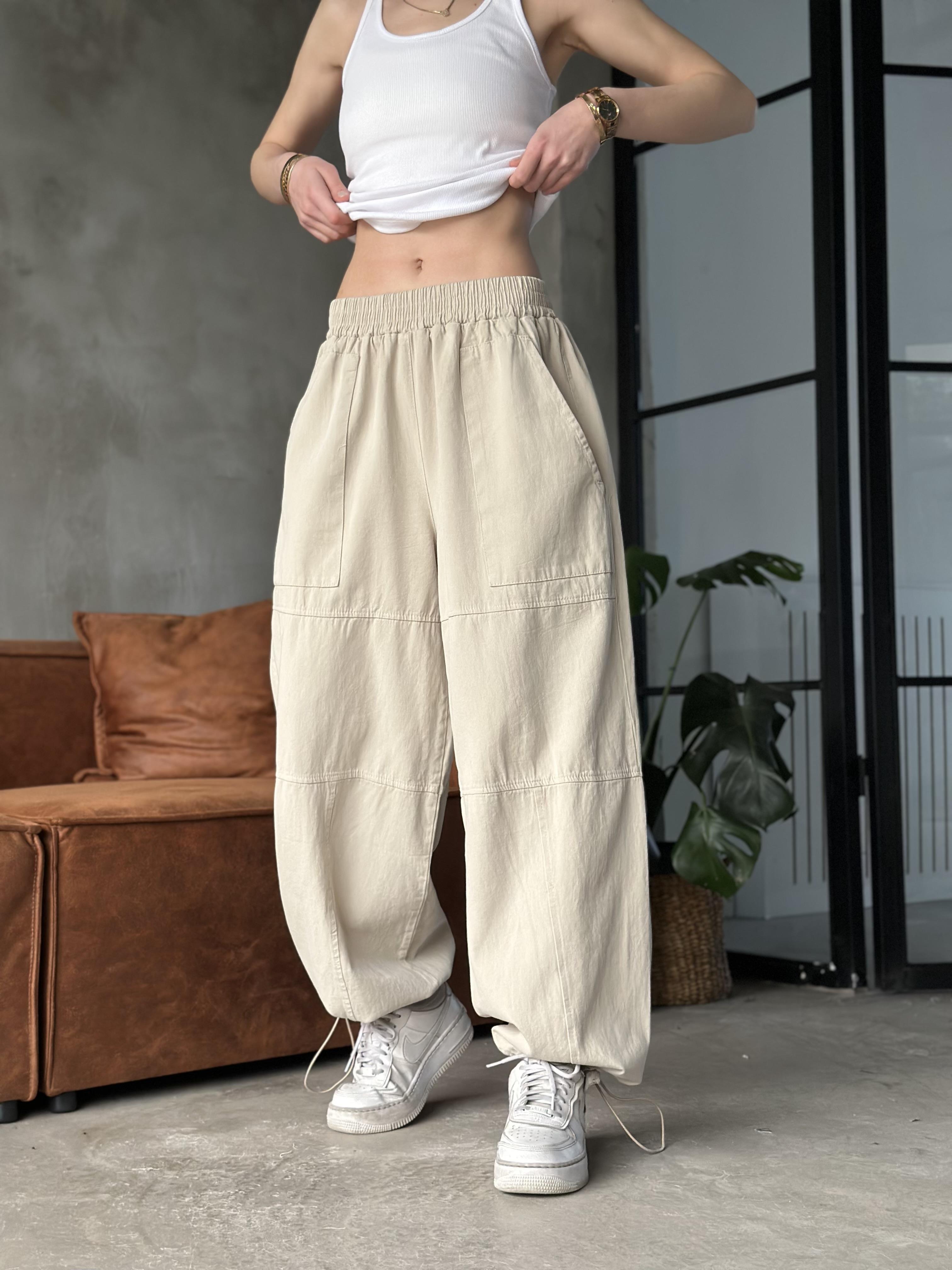 Gabardin Ayarlanabilir Paça Pantolon - Bej