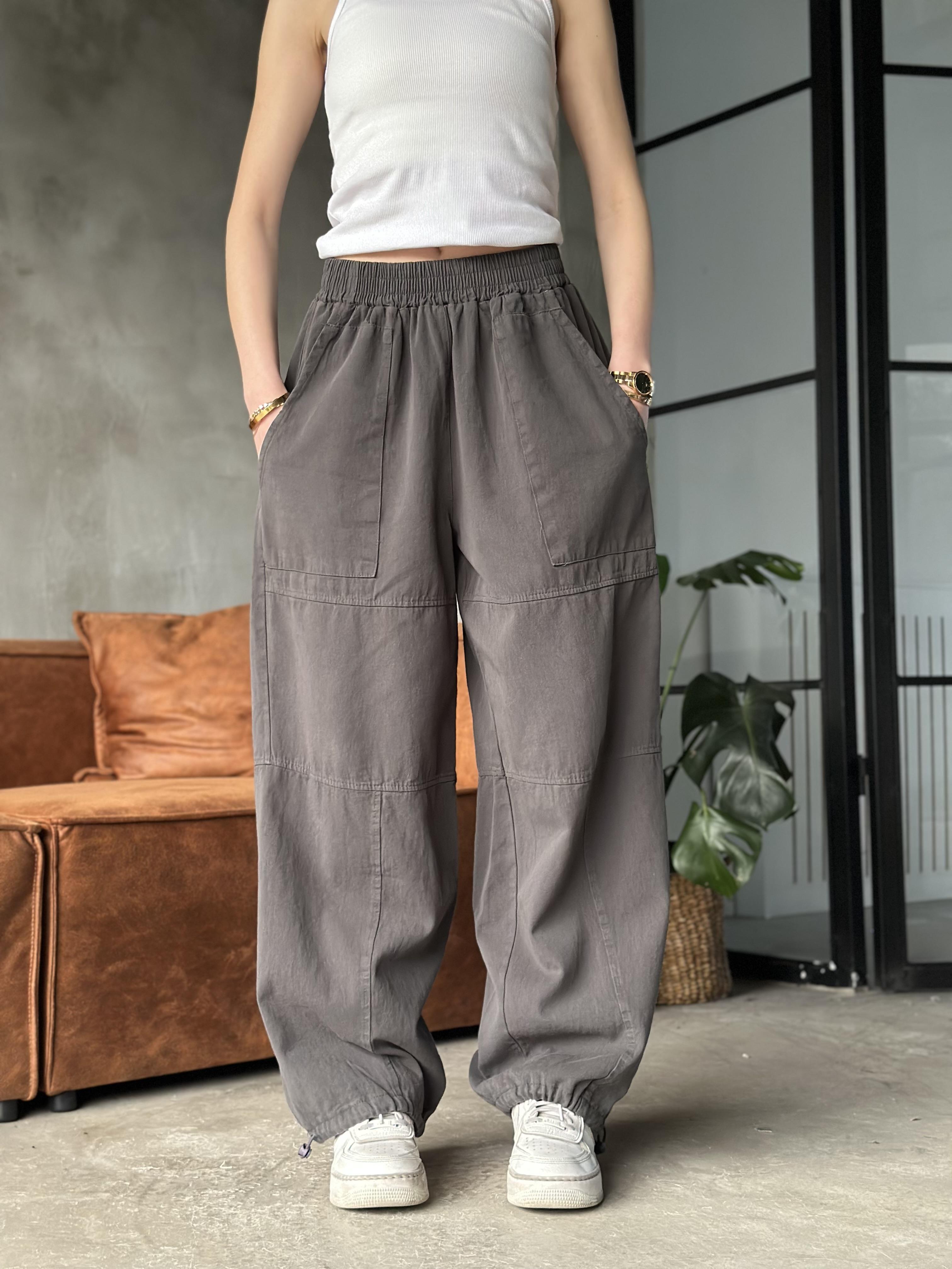 Gabardin Ayarlanabilir Paça Pantolon - Füme