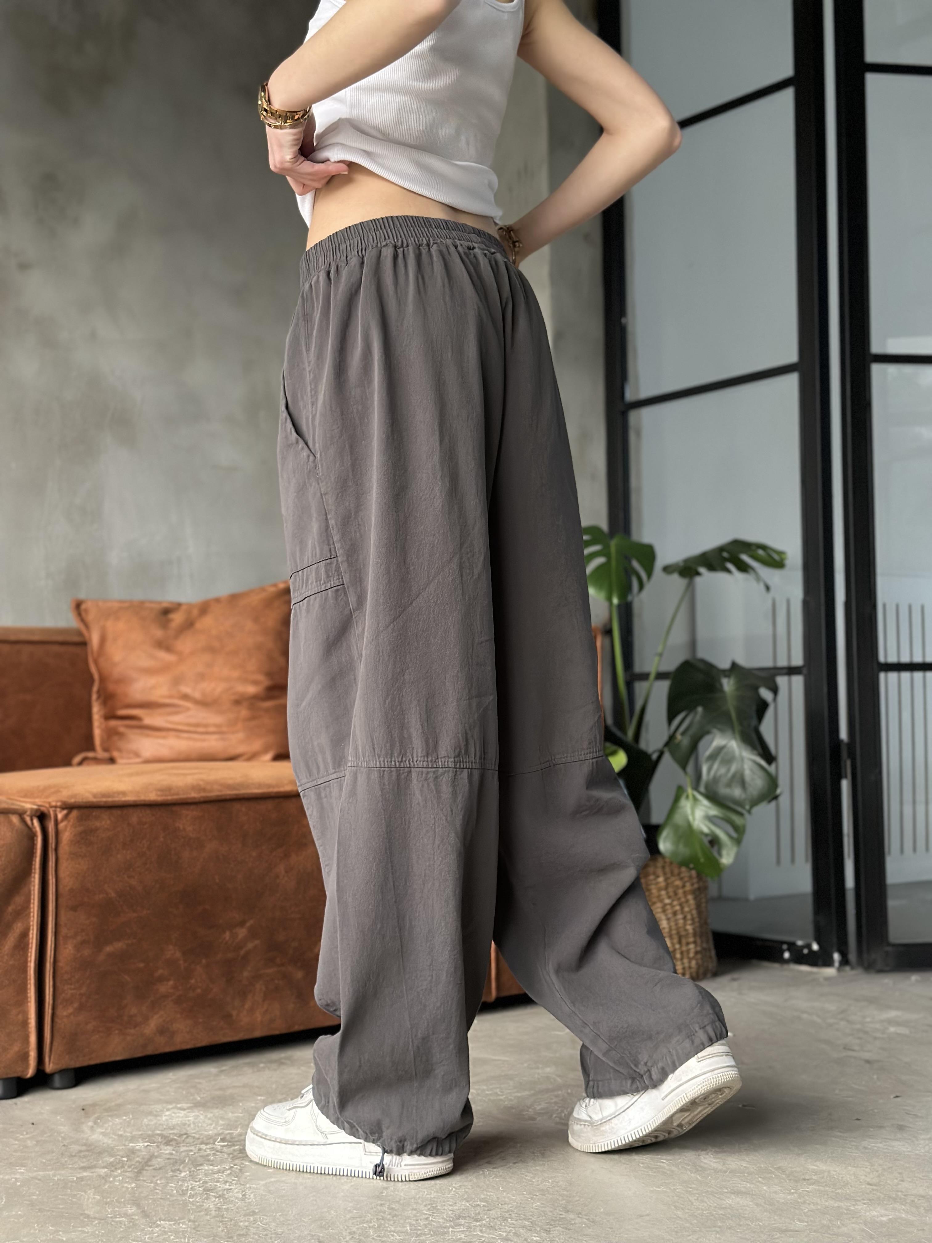 Gabardin Ayarlanabilir Paça Pantolon - Füme