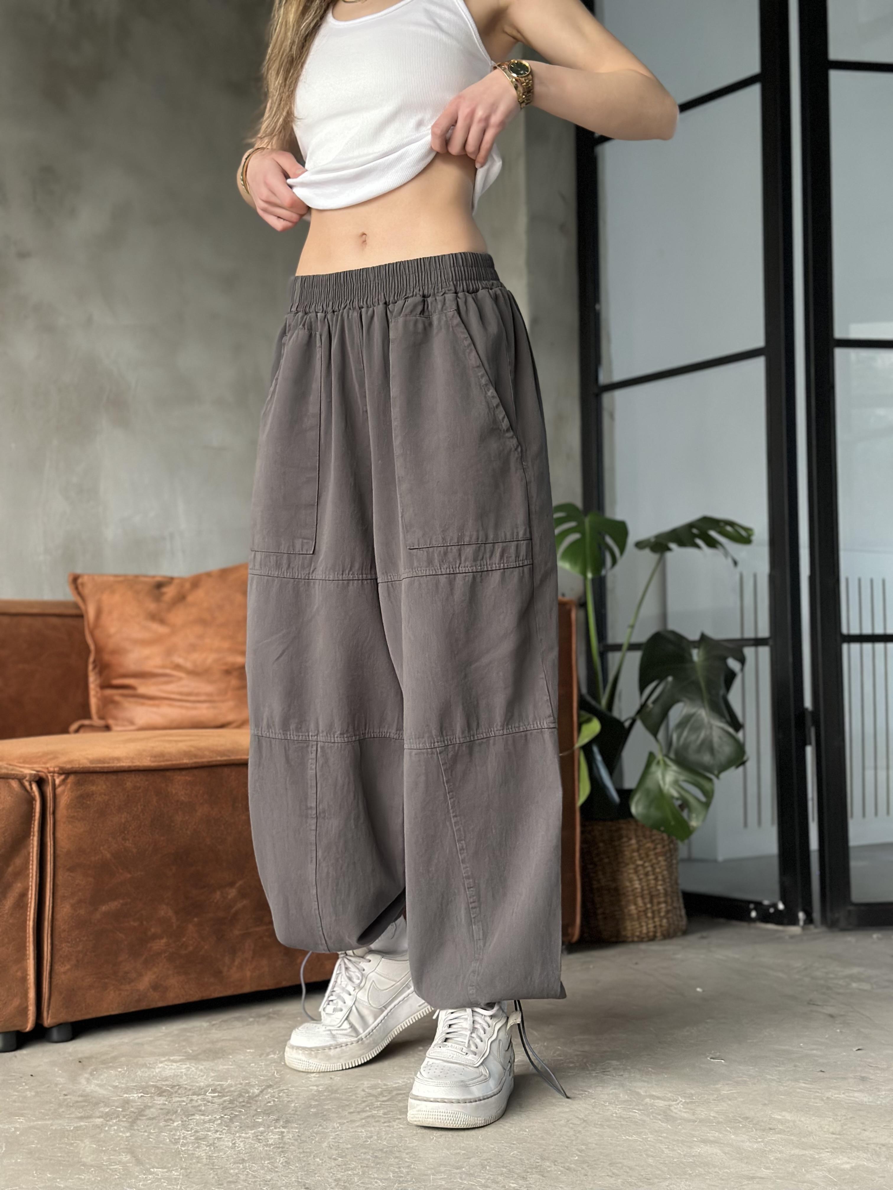 Gabardin Ayarlanabilir Paça Pantolon - Füme