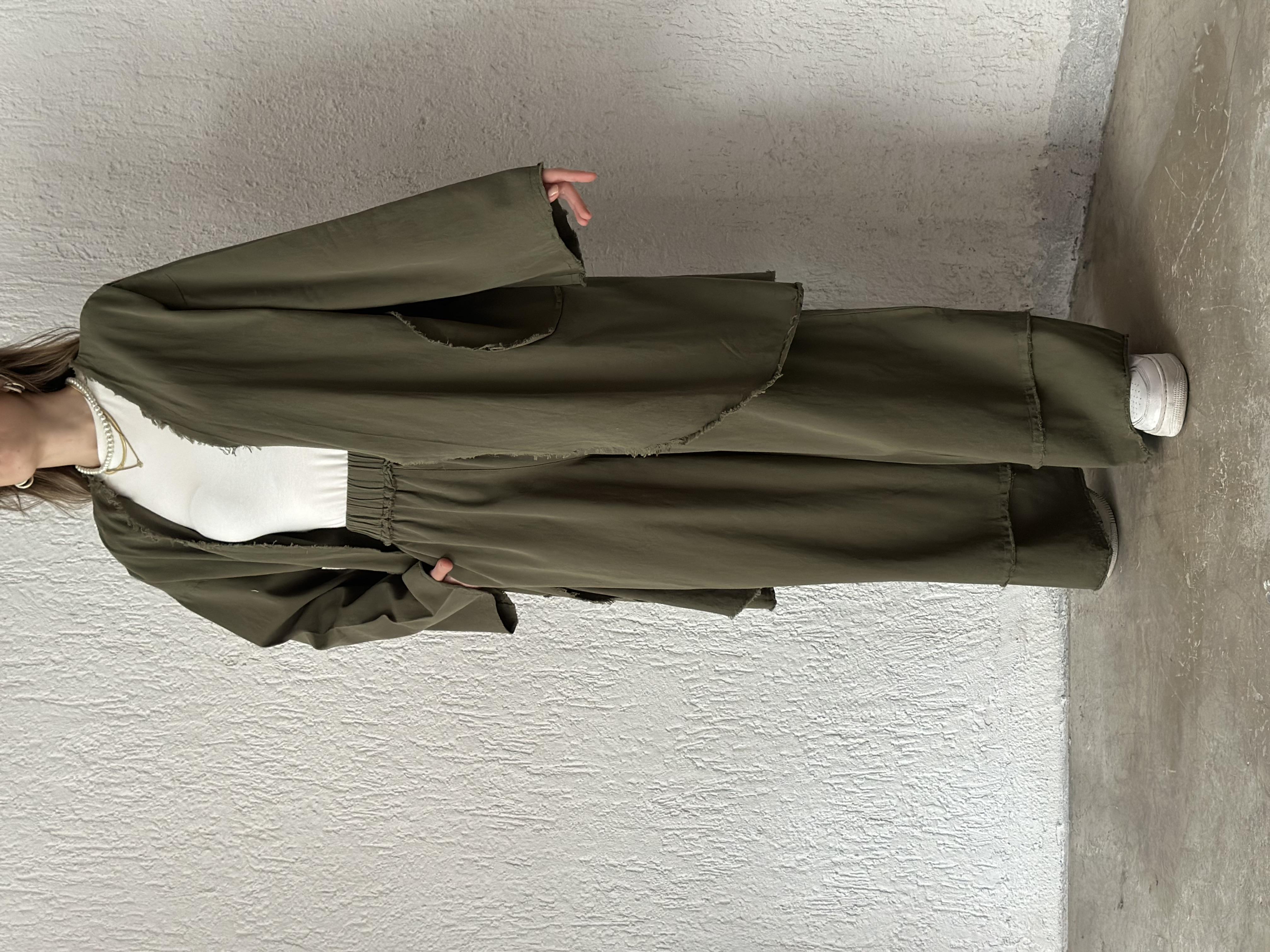 Gabardin Kimono Pantolon İkili Takım - Haki