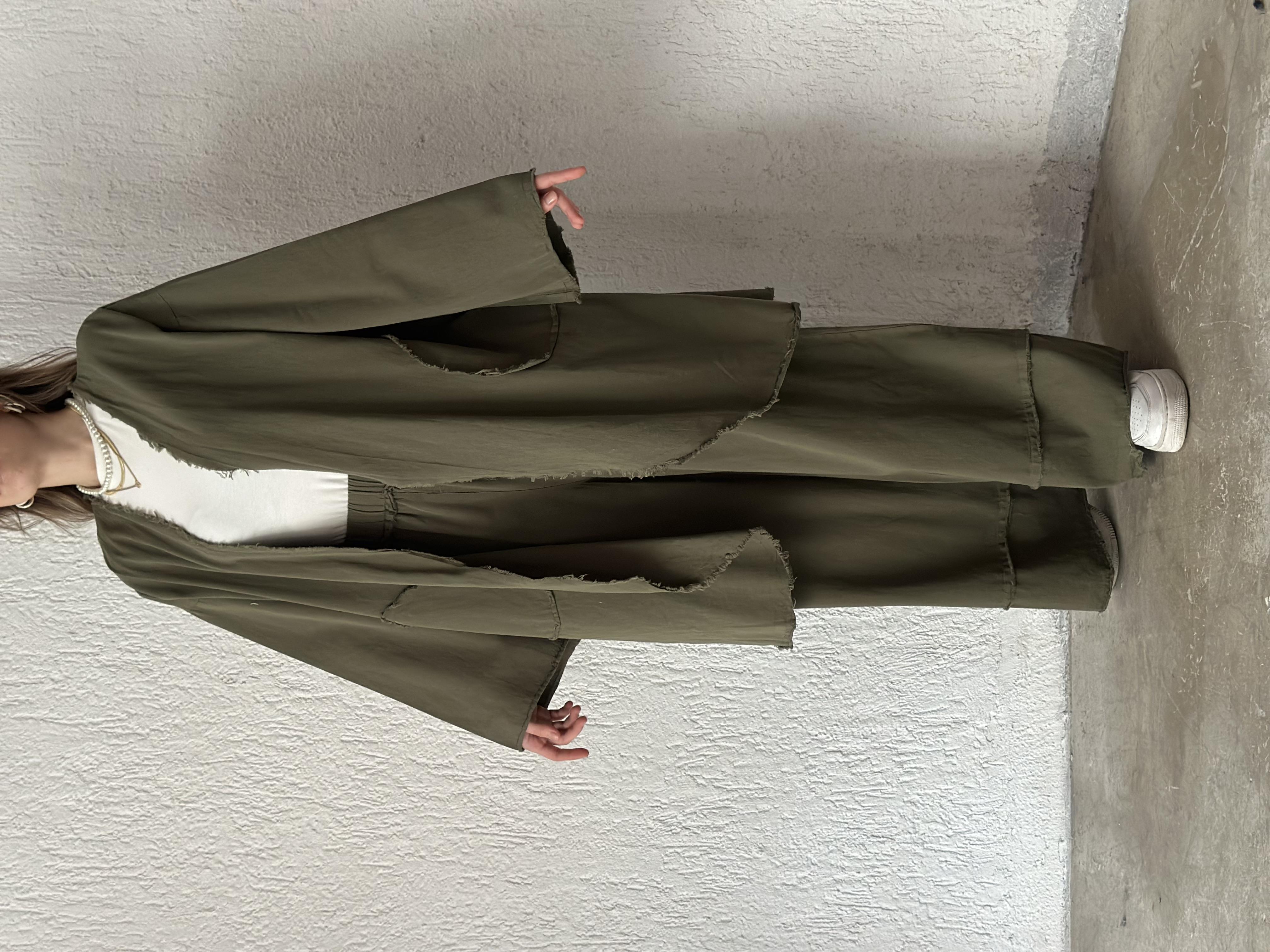 Gabardin Kimono Pantolon İkili Takım - Haki