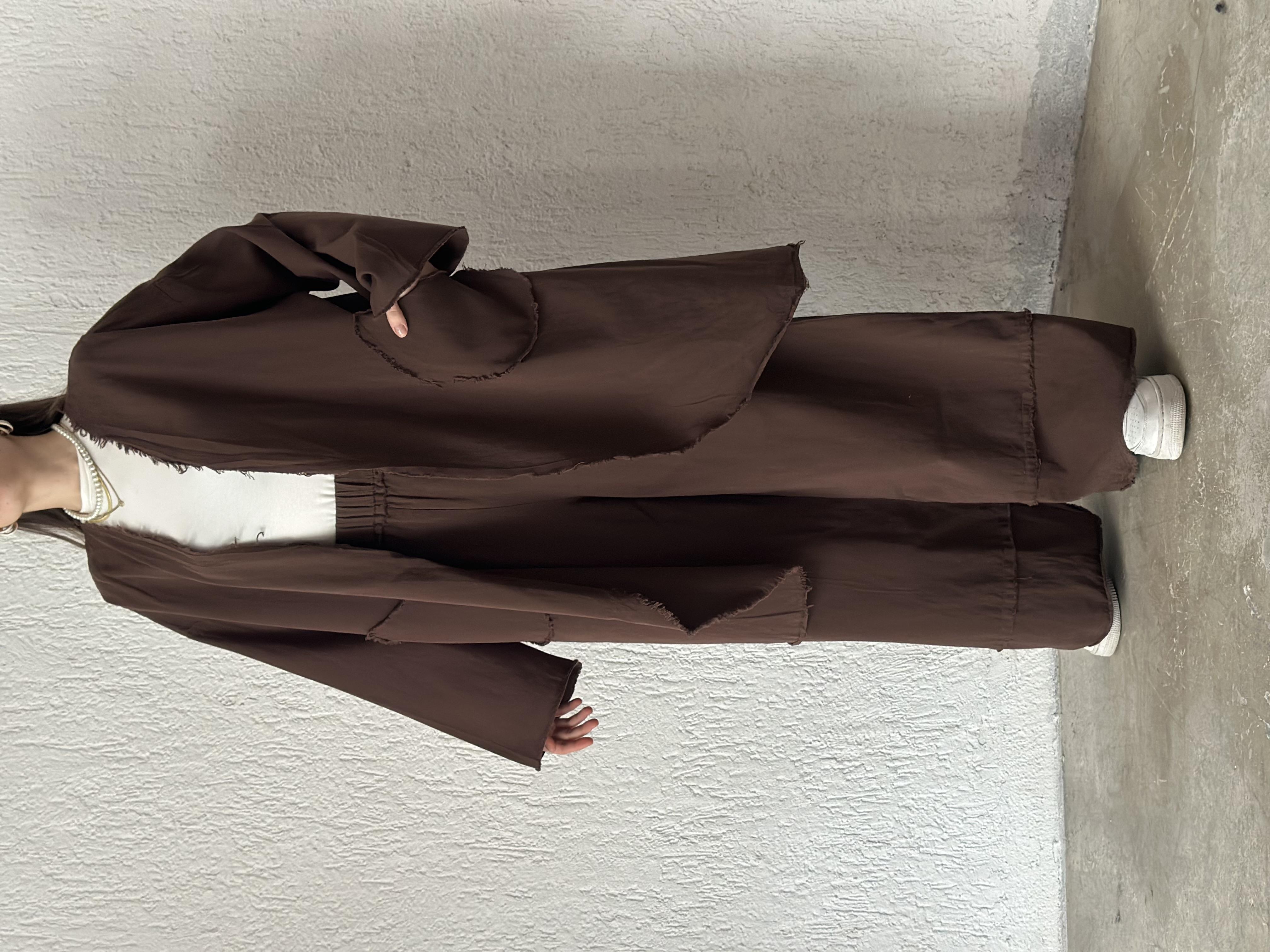 Gabardin Kimono Pantolon İkili Takım - Kahverengi