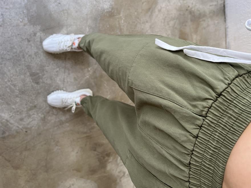 Gabardin Paça Lastikli Pantolon - Haki