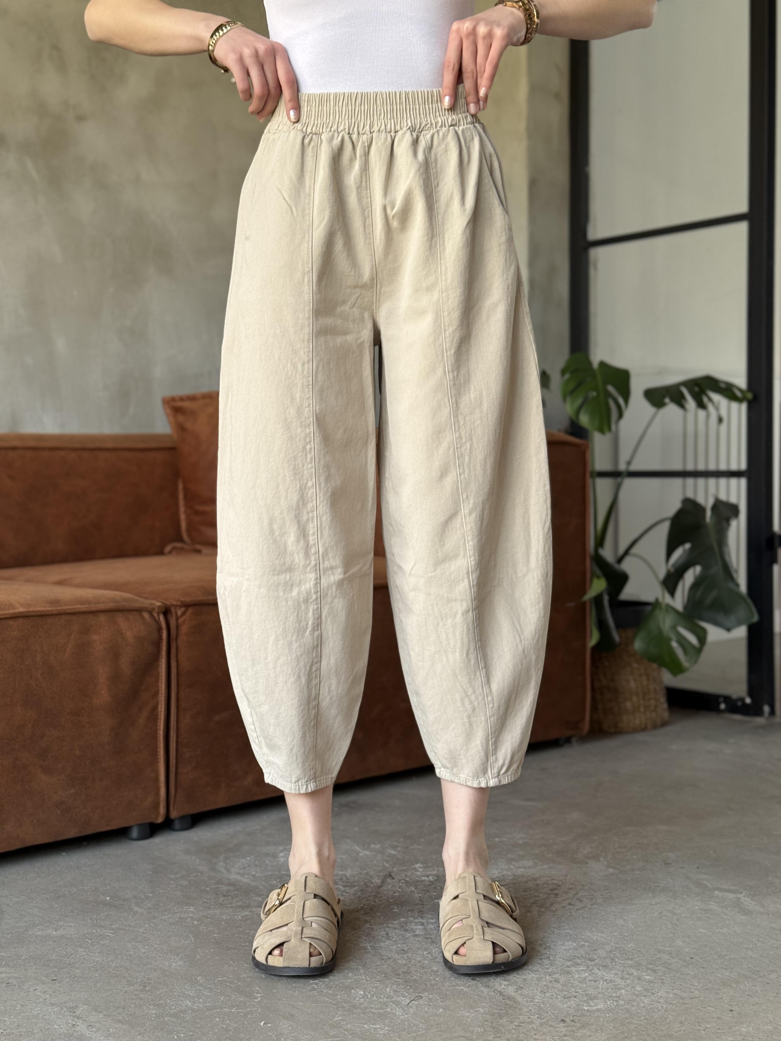 Gabardin Şalvar Pantolon - Bej