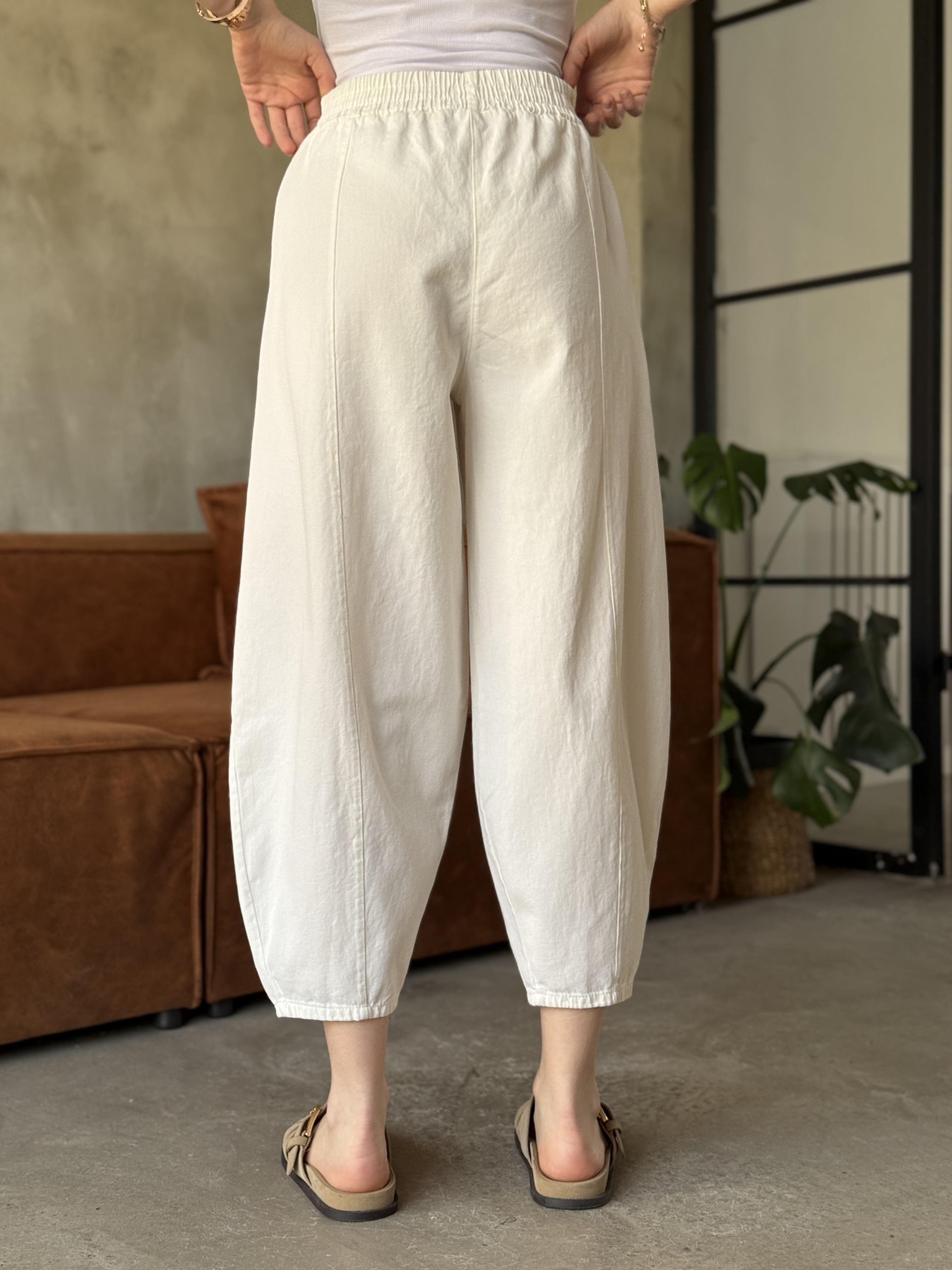 Gabardin Şalvar Pantolon - Beyaz