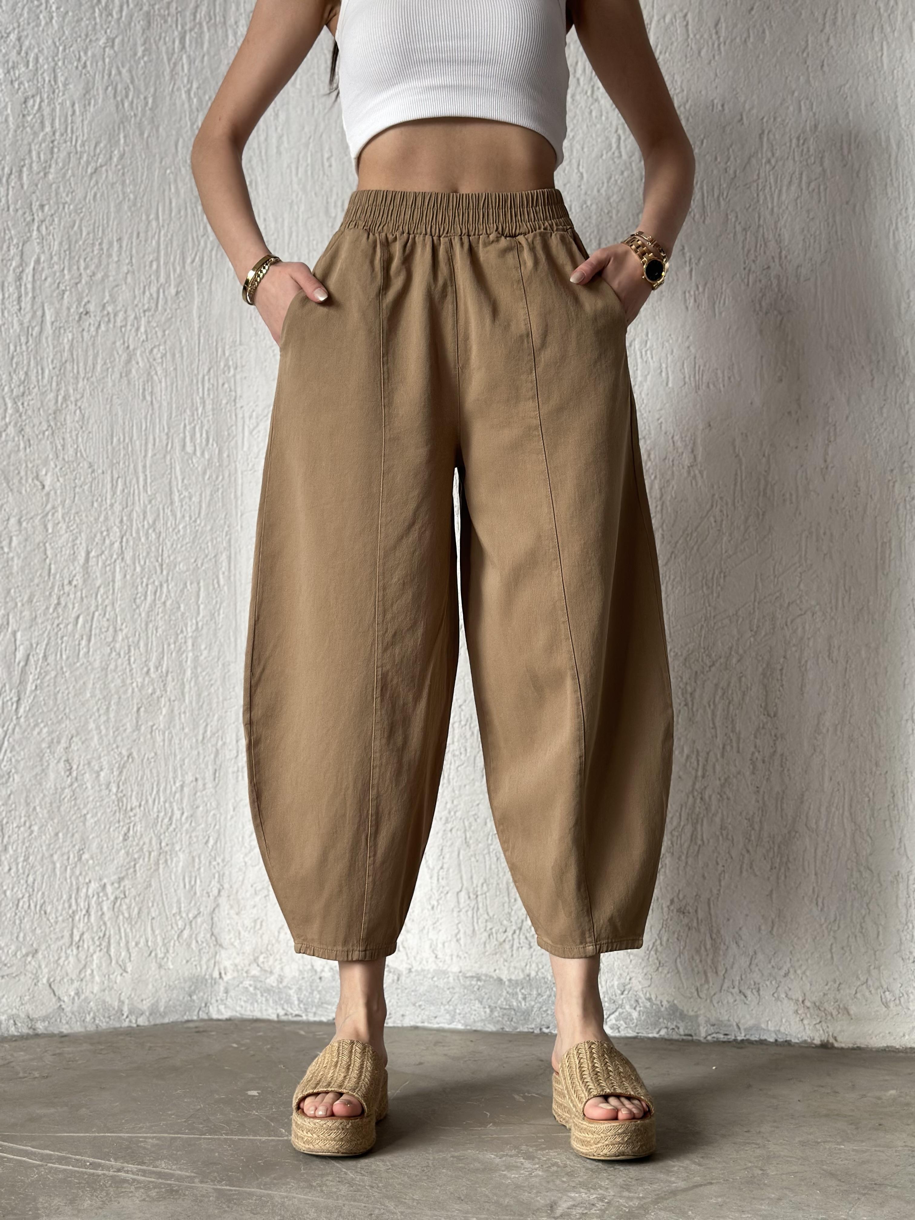 Gabardin Şalvar Pantolon - Camel
