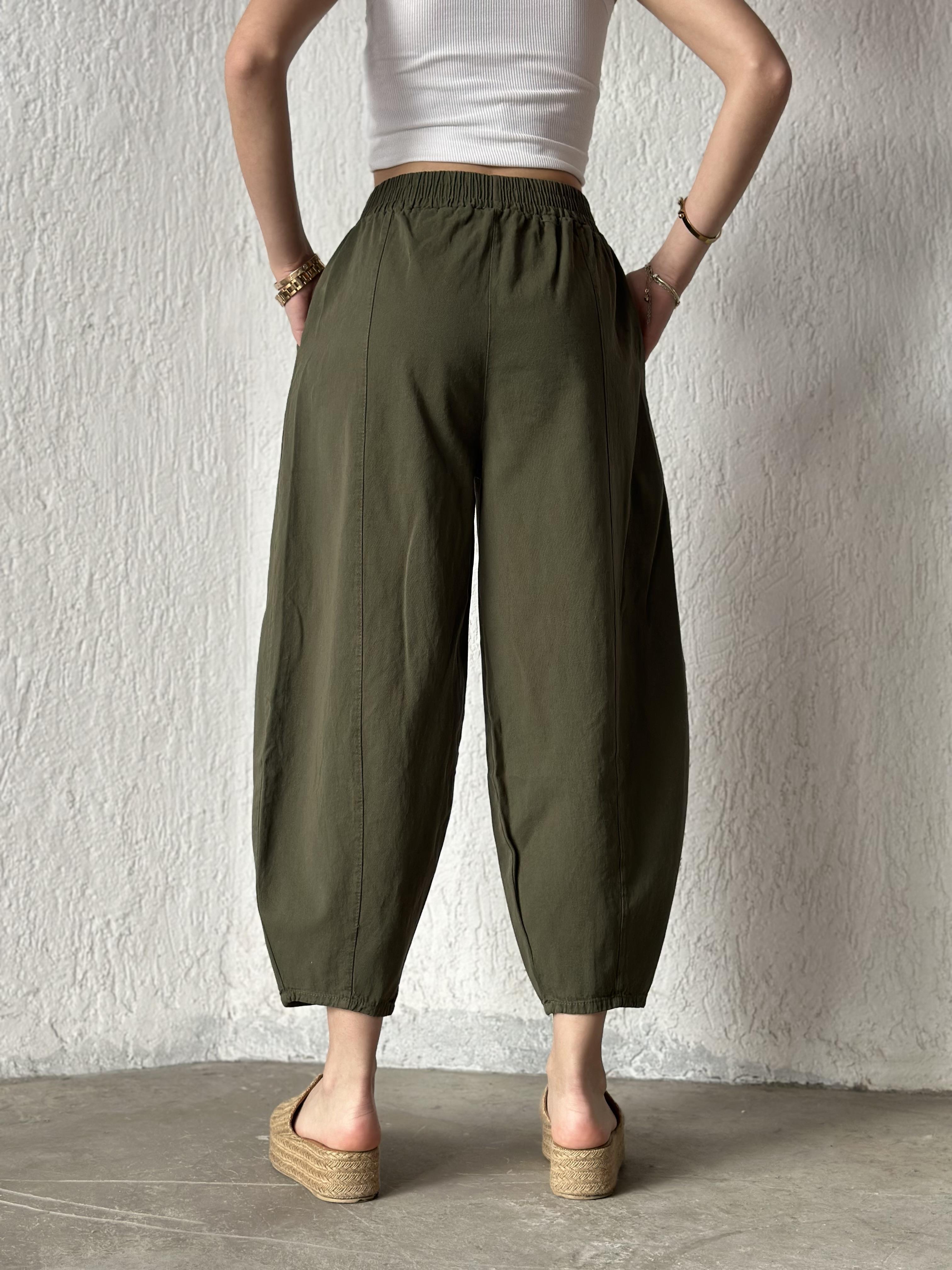 Gabardin Şalvar Pantolon - Haki