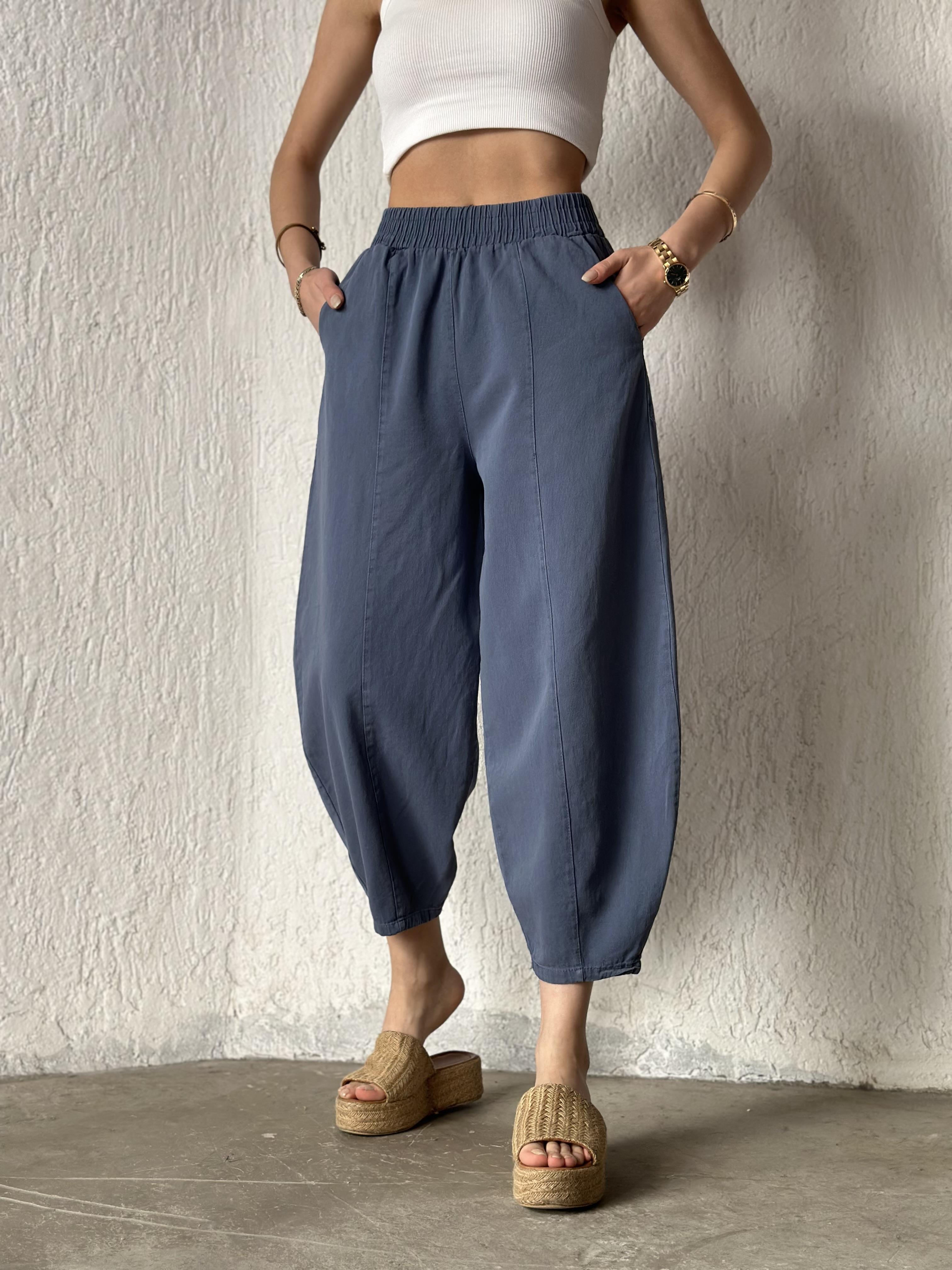 Gabardin Şalvar Pantolon - İndigo