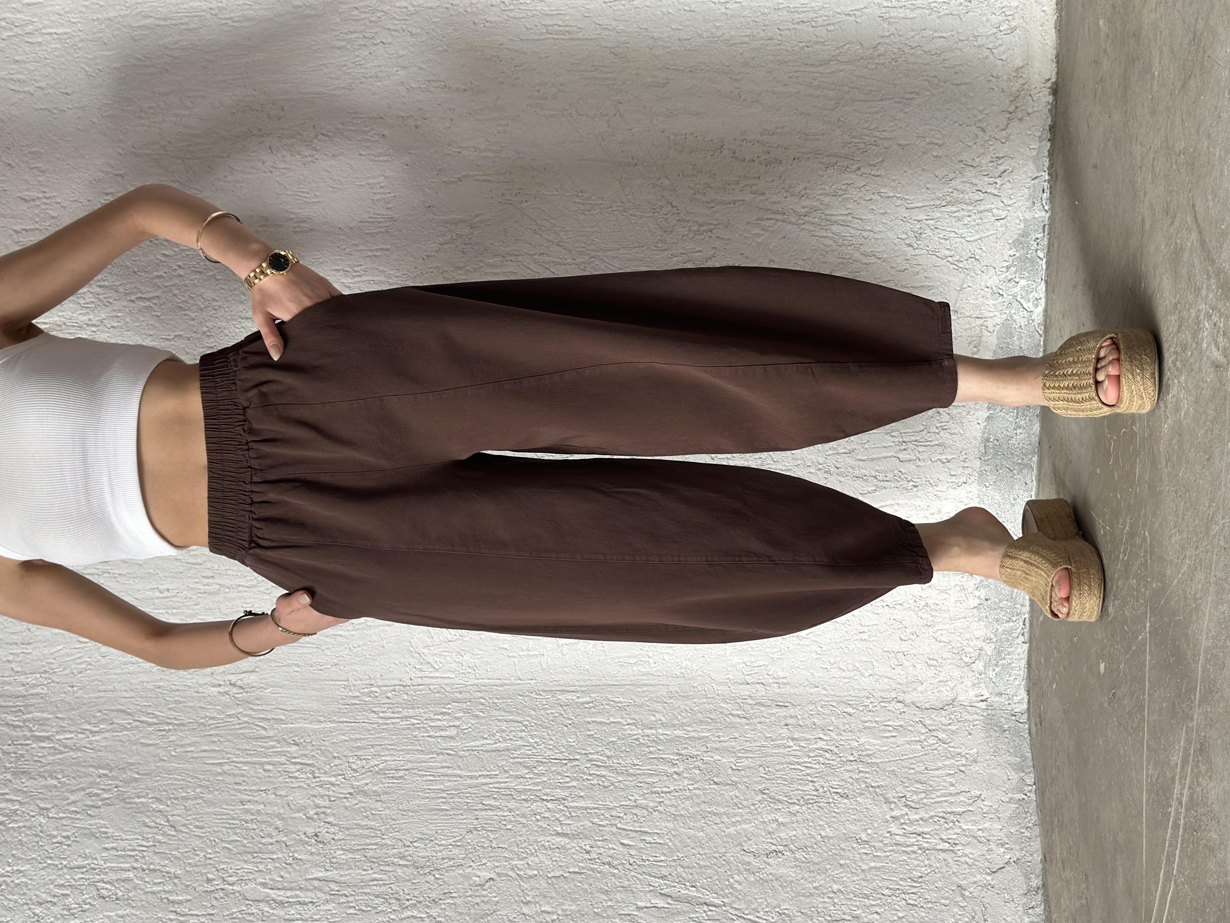 Gabardin Şalvar Pantolon - Kahverengi