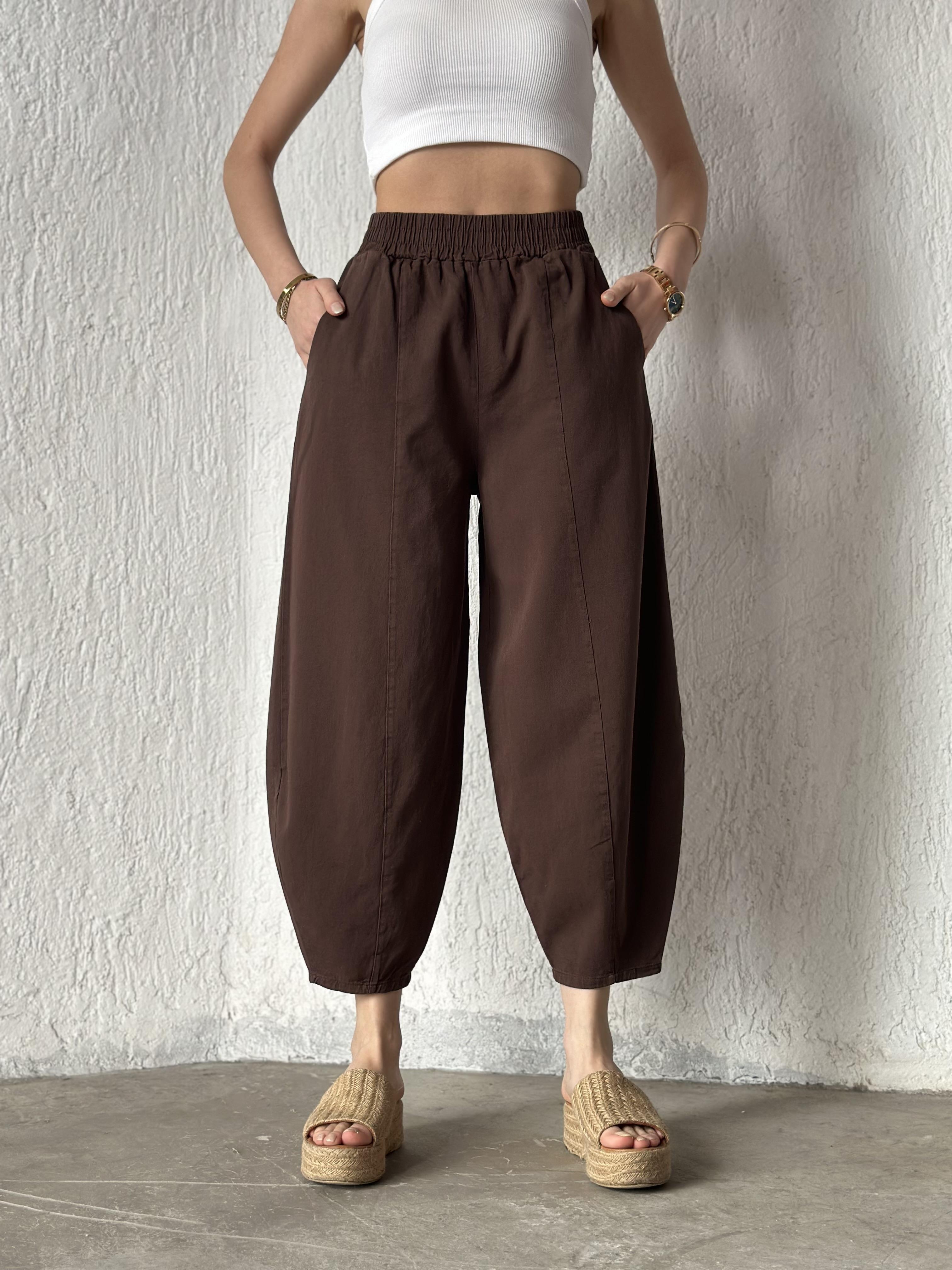Gabardin Şalvar Pantolon - Kahverengi