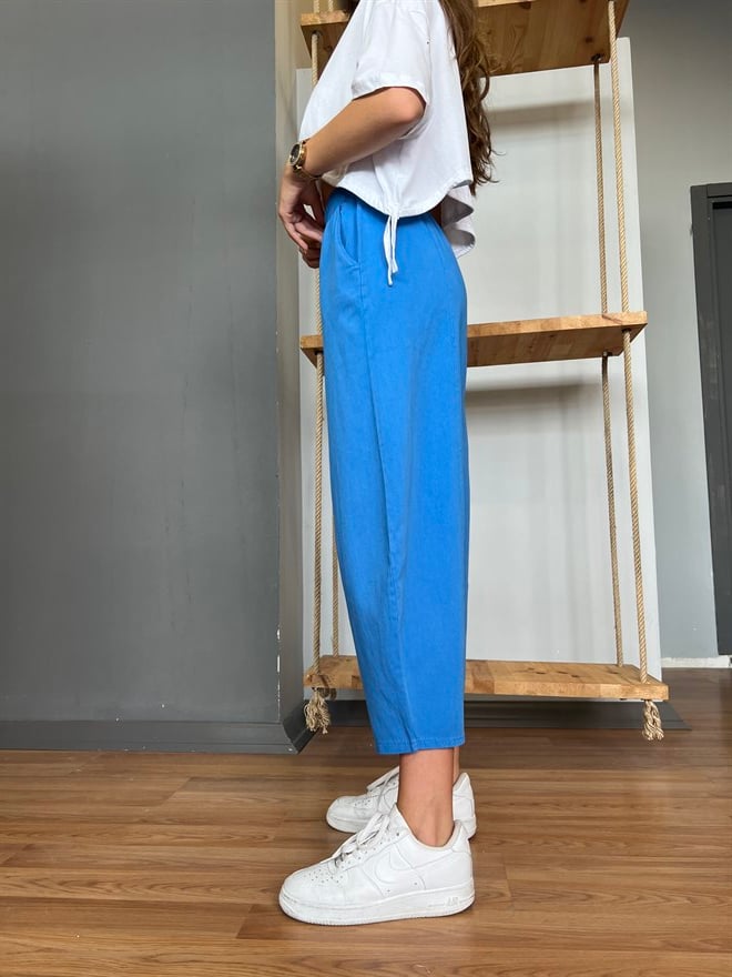 Gabardin Şalvar Pantolon - Mavi