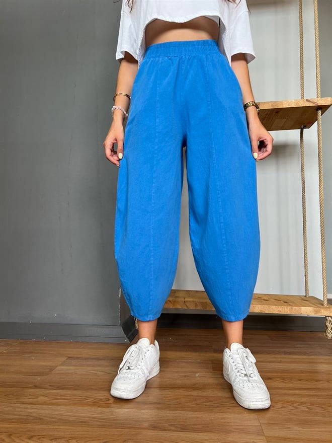 Gabardin Şalvar Pantolon - Mavi