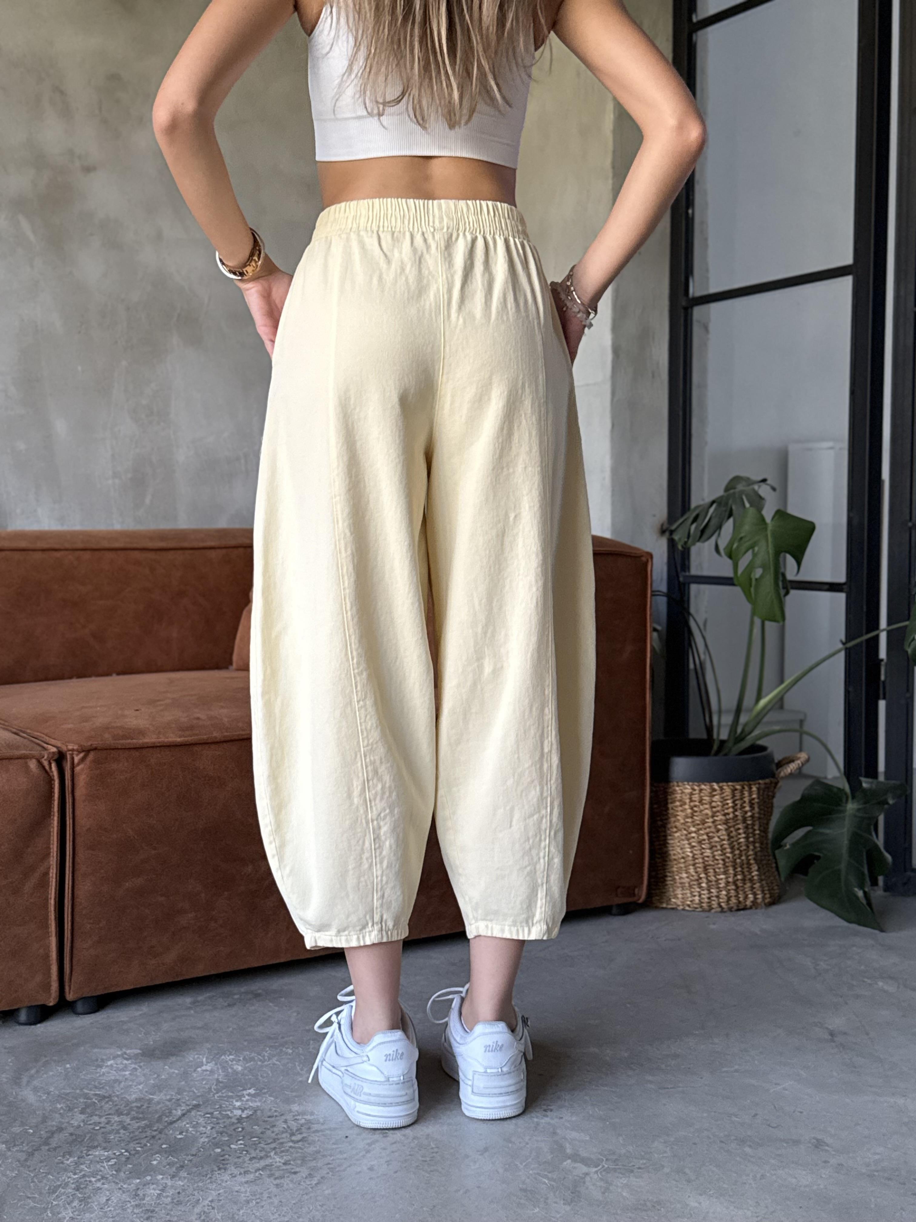 Gabardin Şalvar Pantolon - Sarı