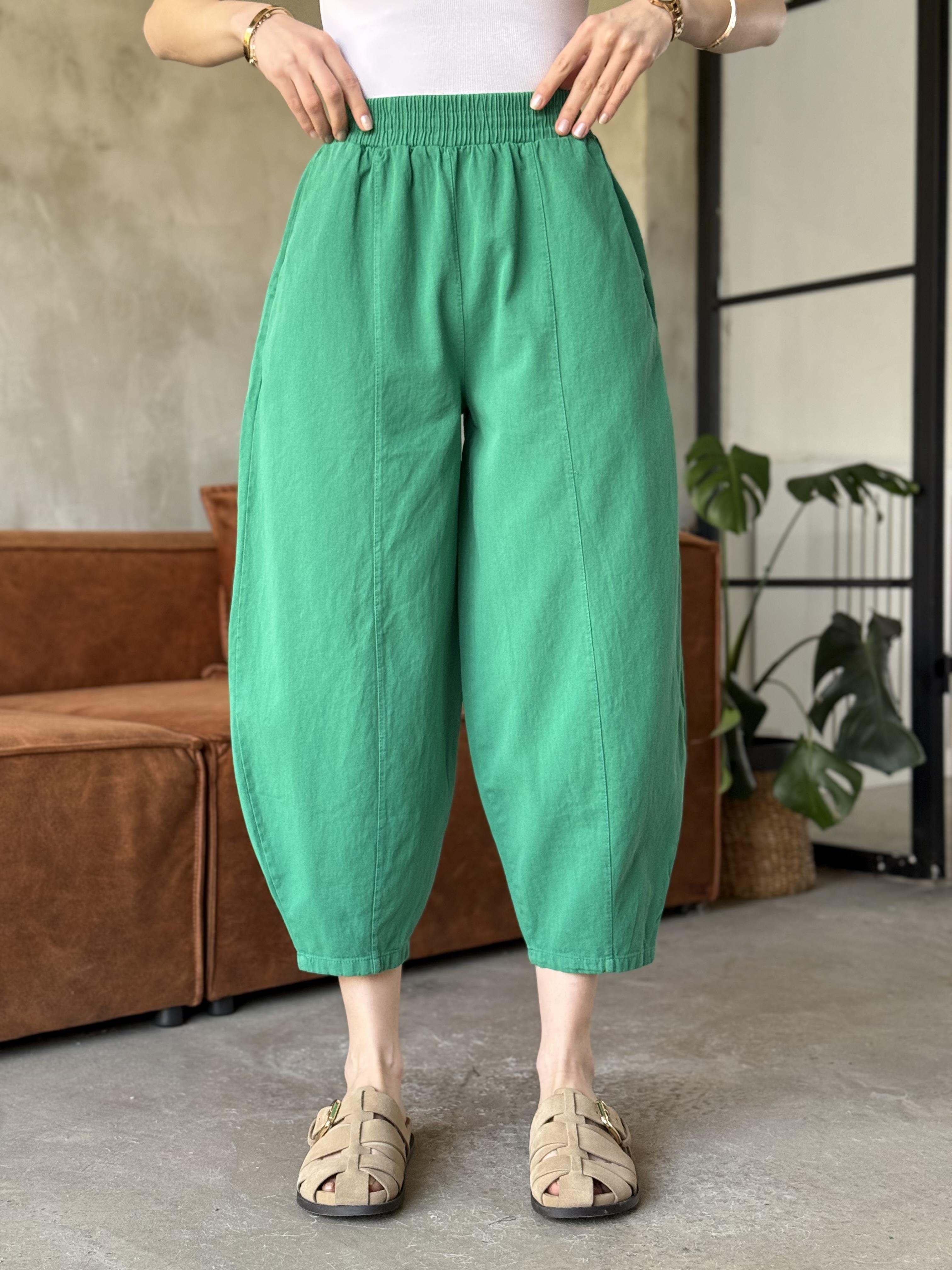 Gabardin Şalvar Pantolon - Yeşil