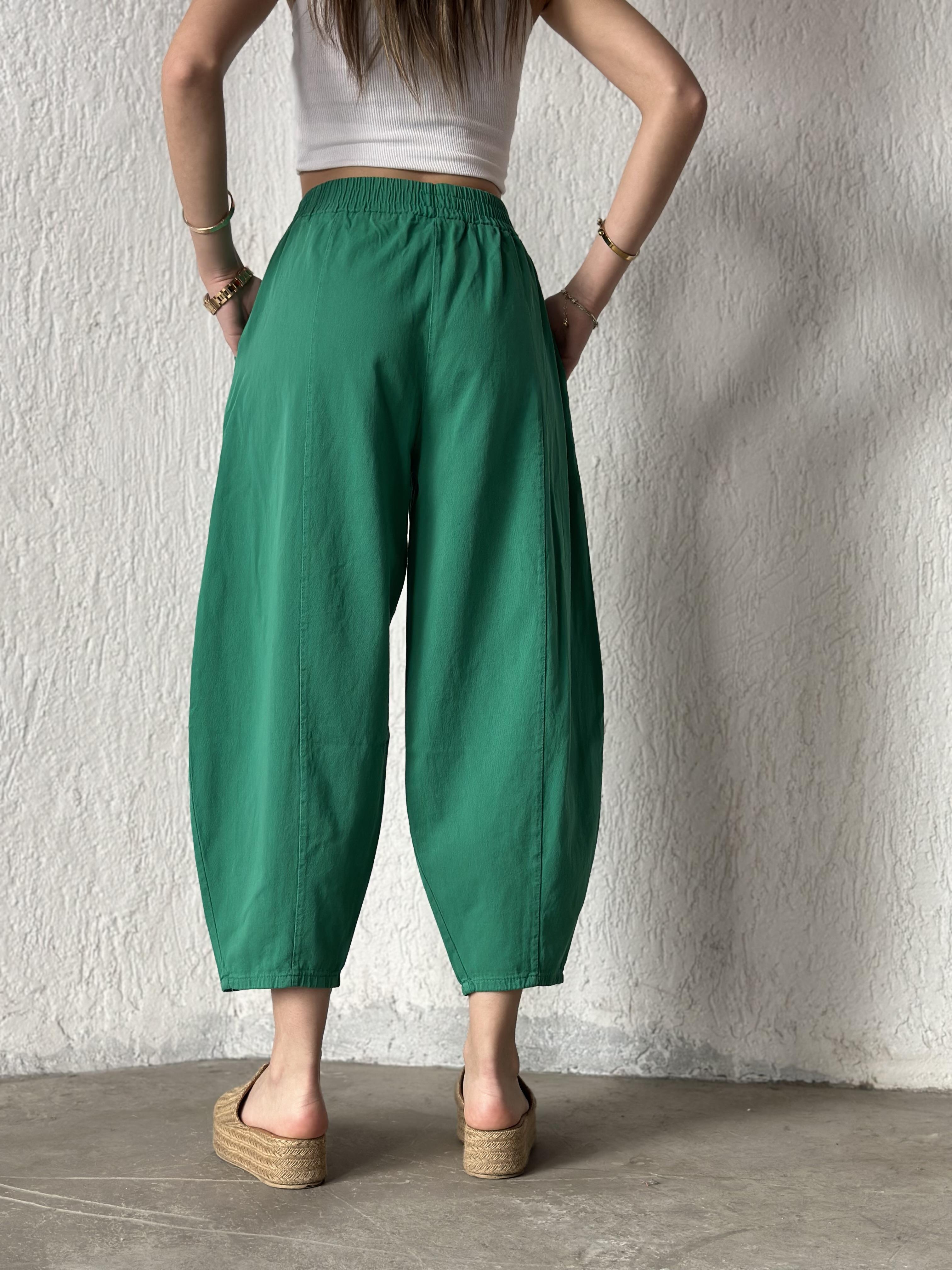Gabardin Şalvar Pantolon - Yeşil