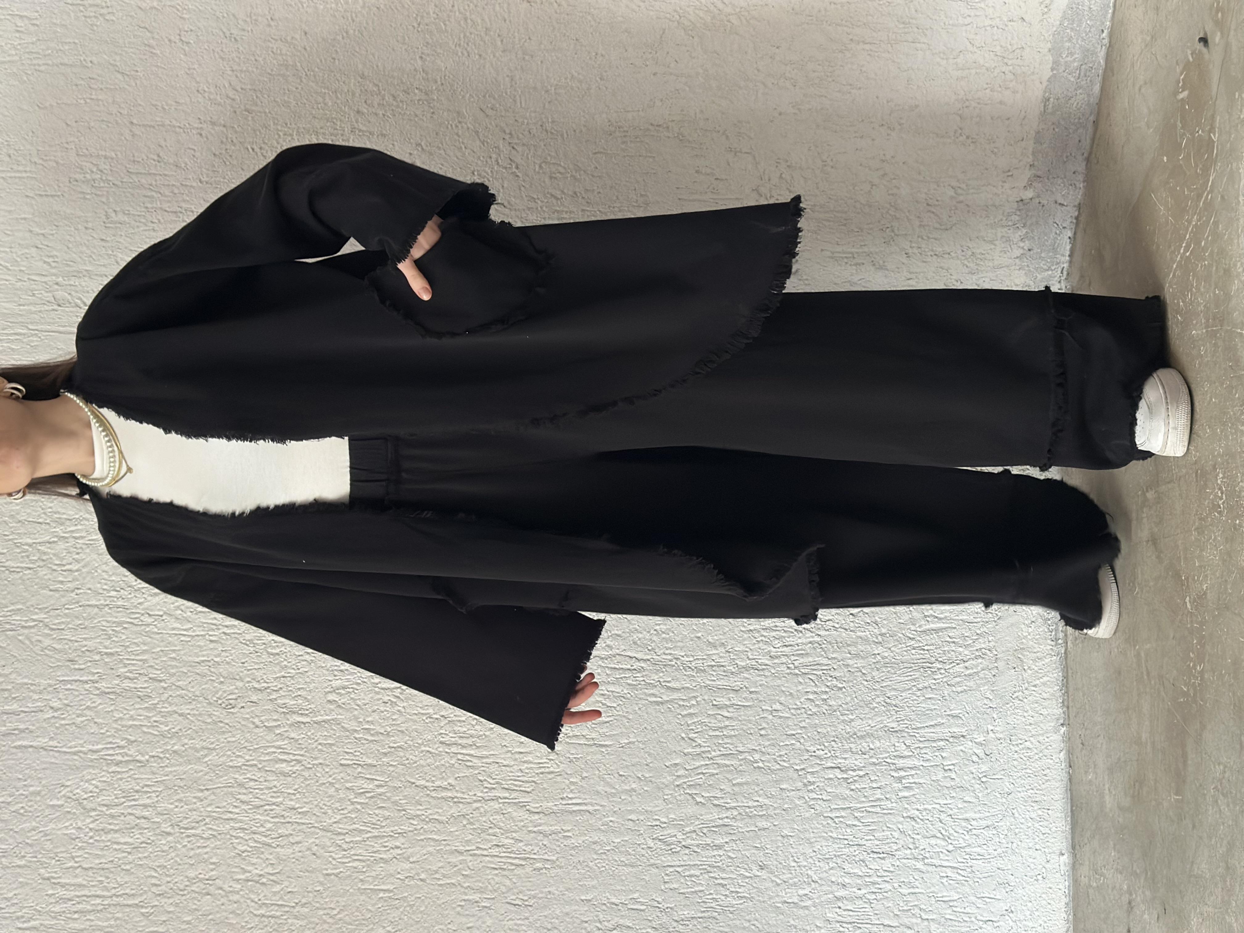 Gabardin Tasarım Kimono Pantolon Takım Siyah