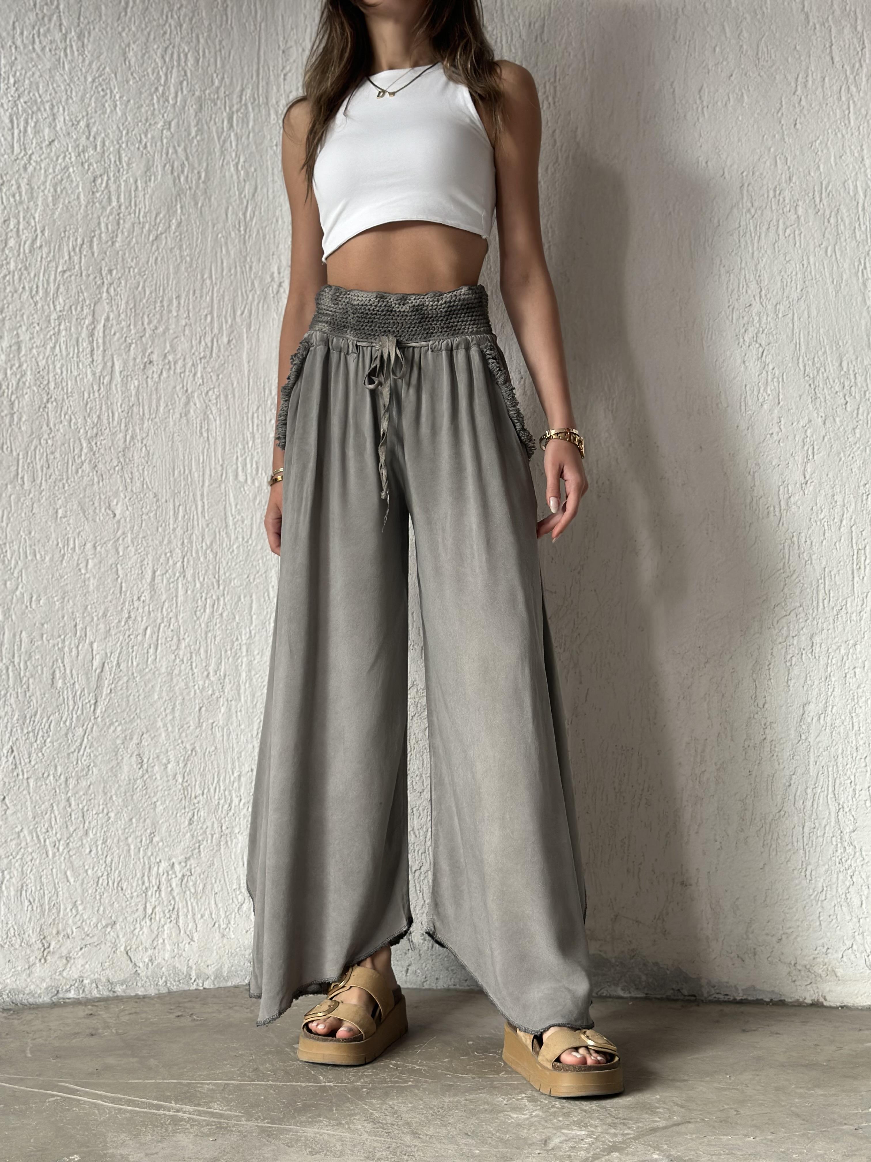 İtalyan Bohem Pantolon - Gri