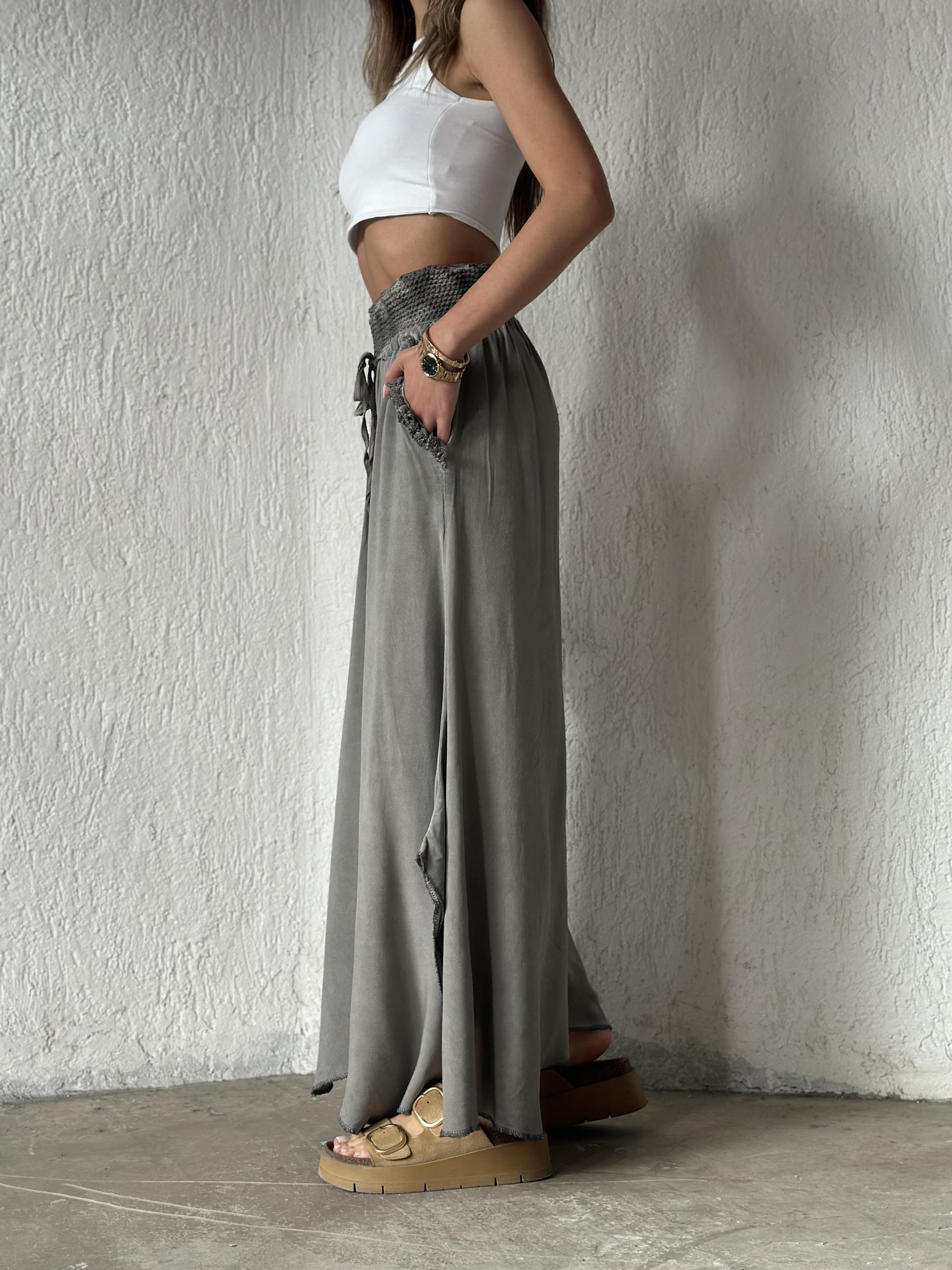 İtalyan Bohem Pantolon - Gri