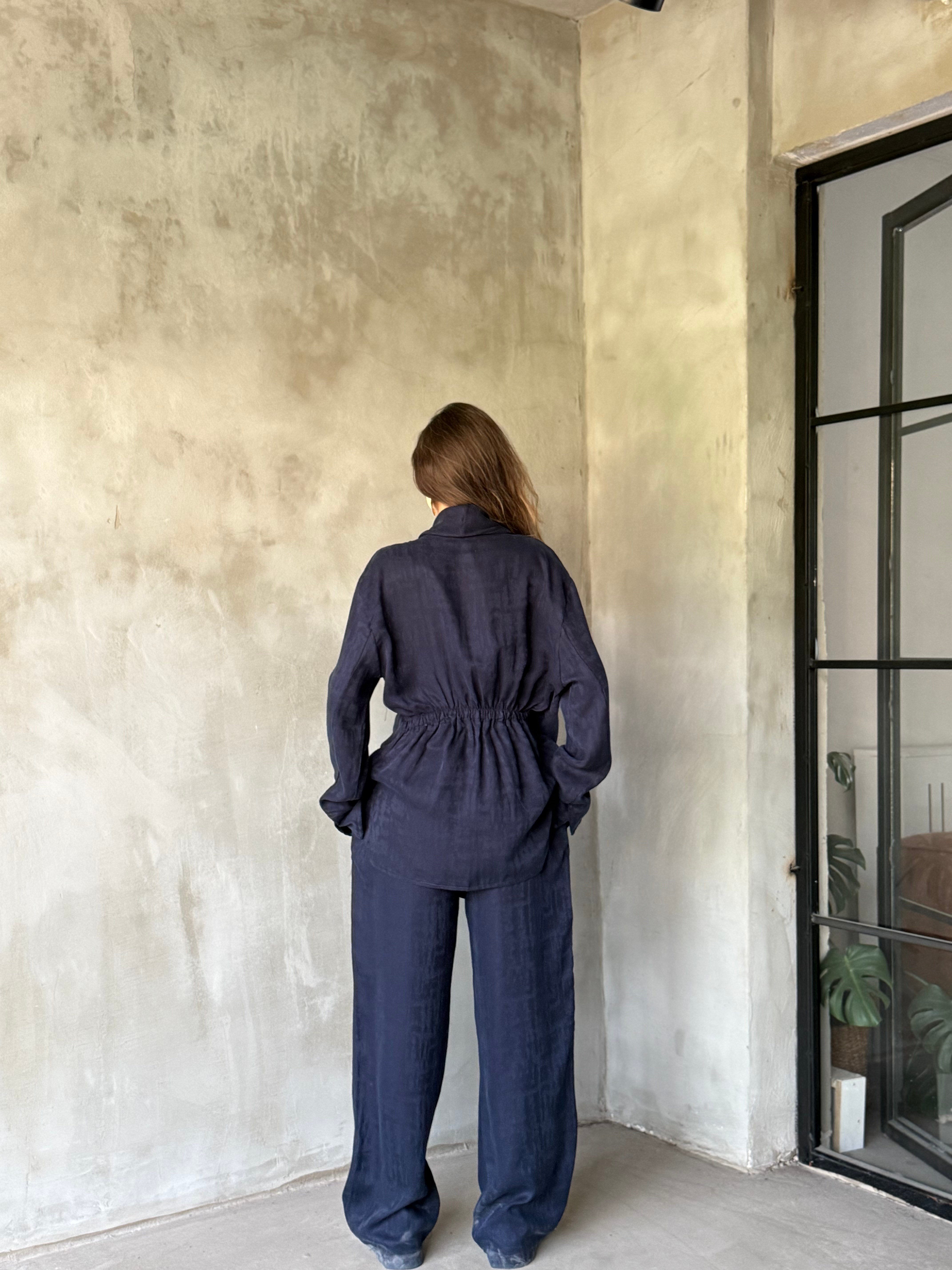 Jakarlı Kimono Takım - Lacivert