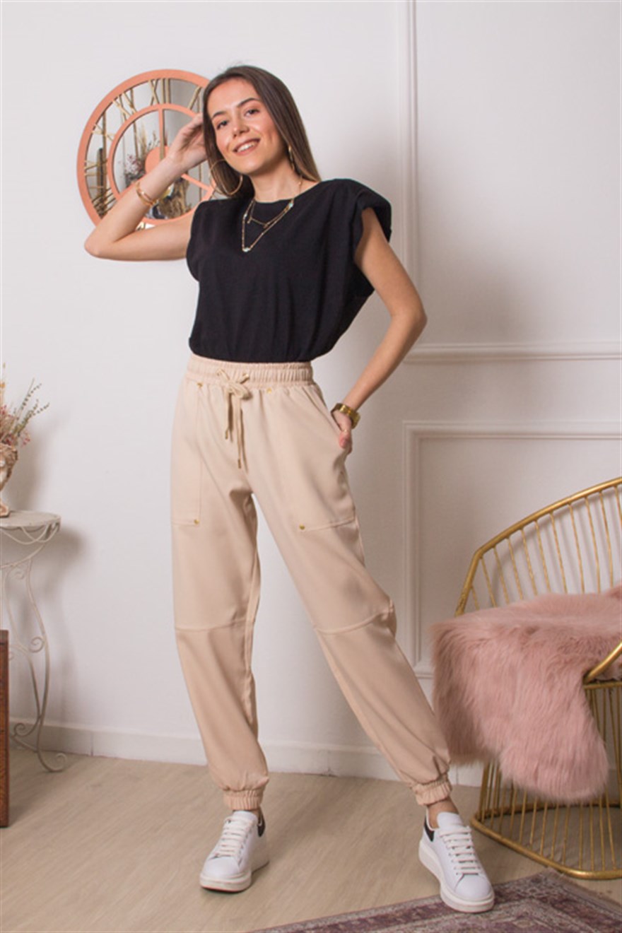 Jogger Pantolon - Bej - Dominatrend