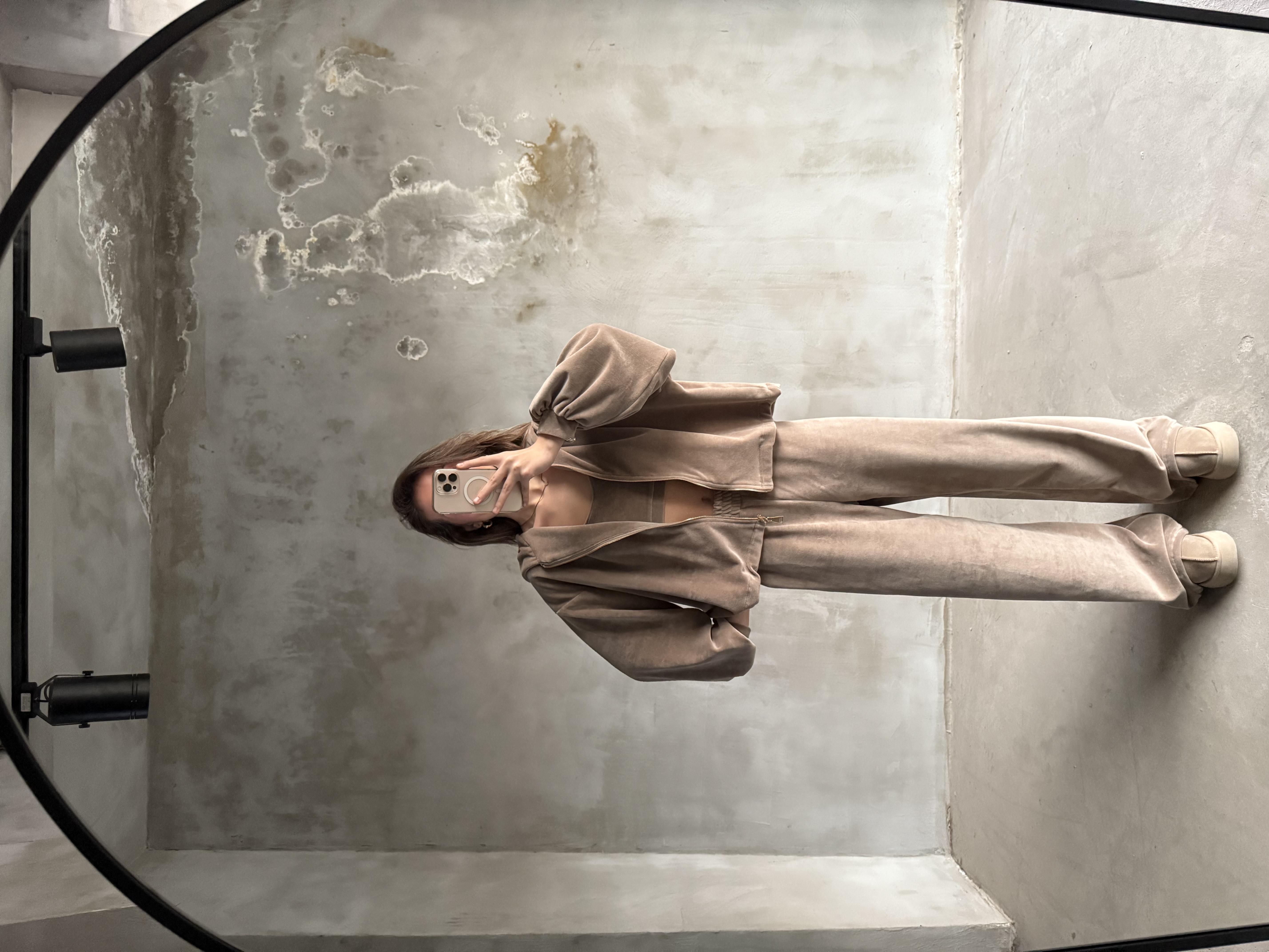 Kadife 3lü Takım Vizon