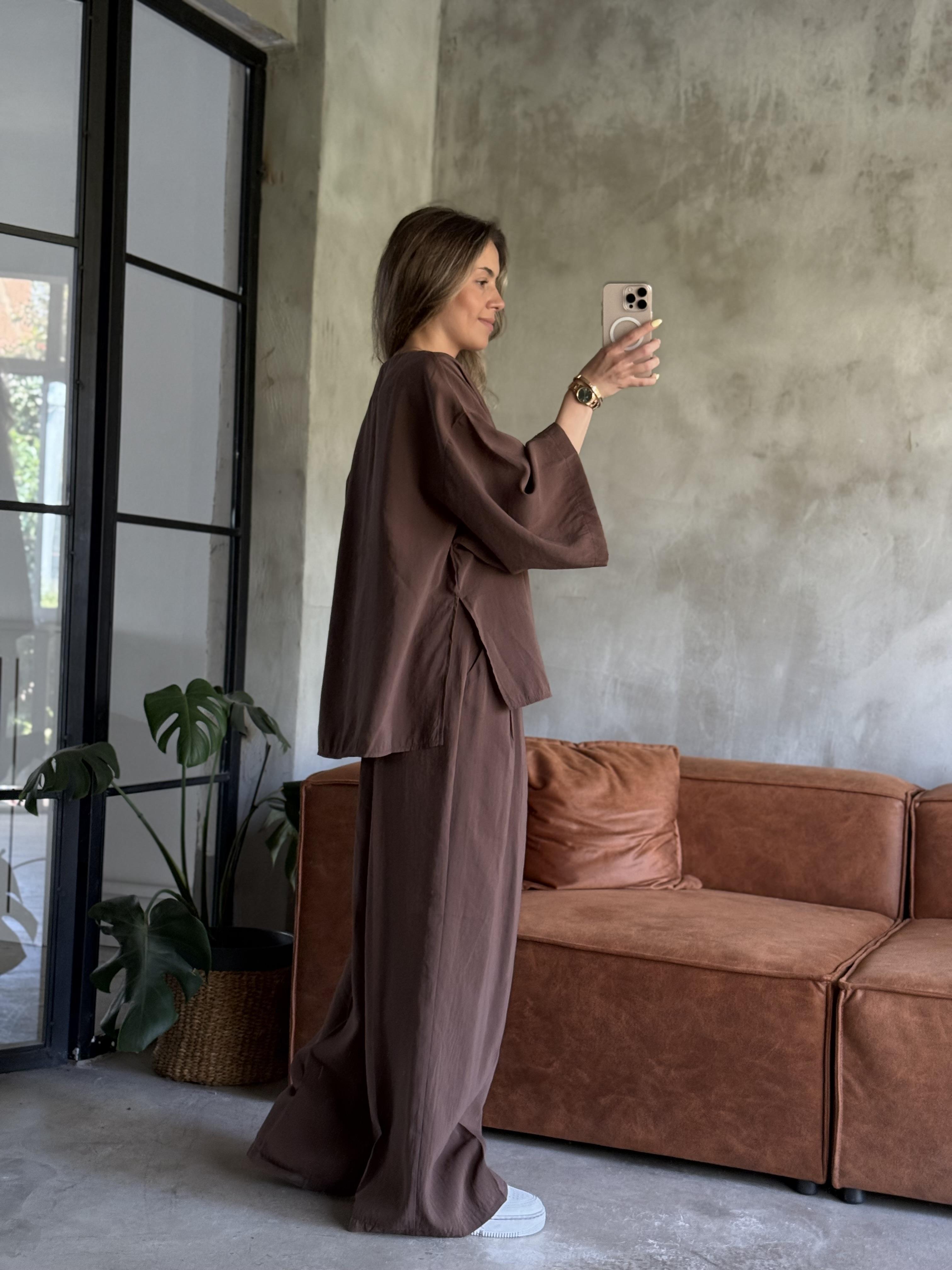Kahverengi Premium Tensel Oversize Takım