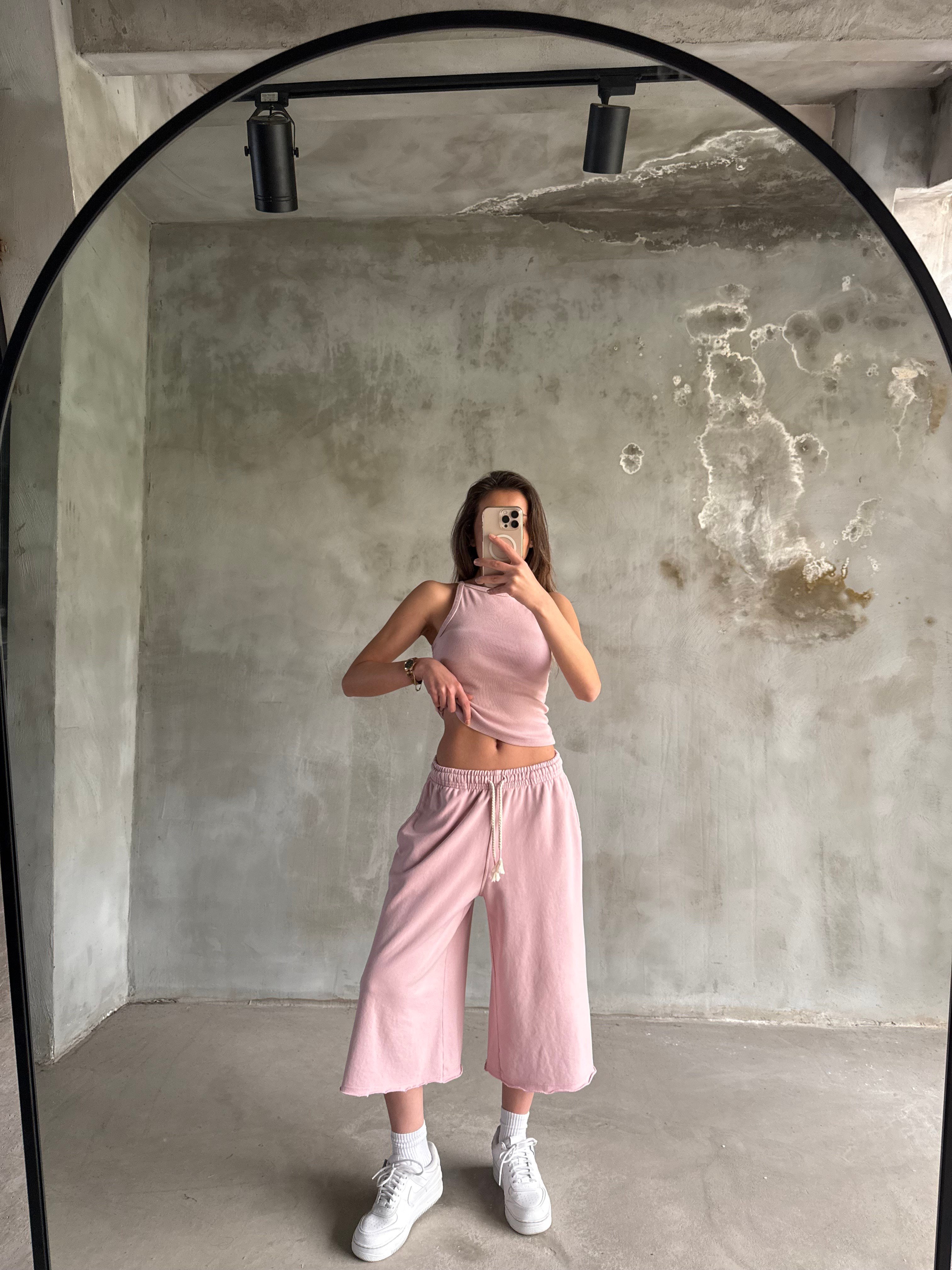 Kapri Yıkamalı Eşofman Takımı - Pembe 