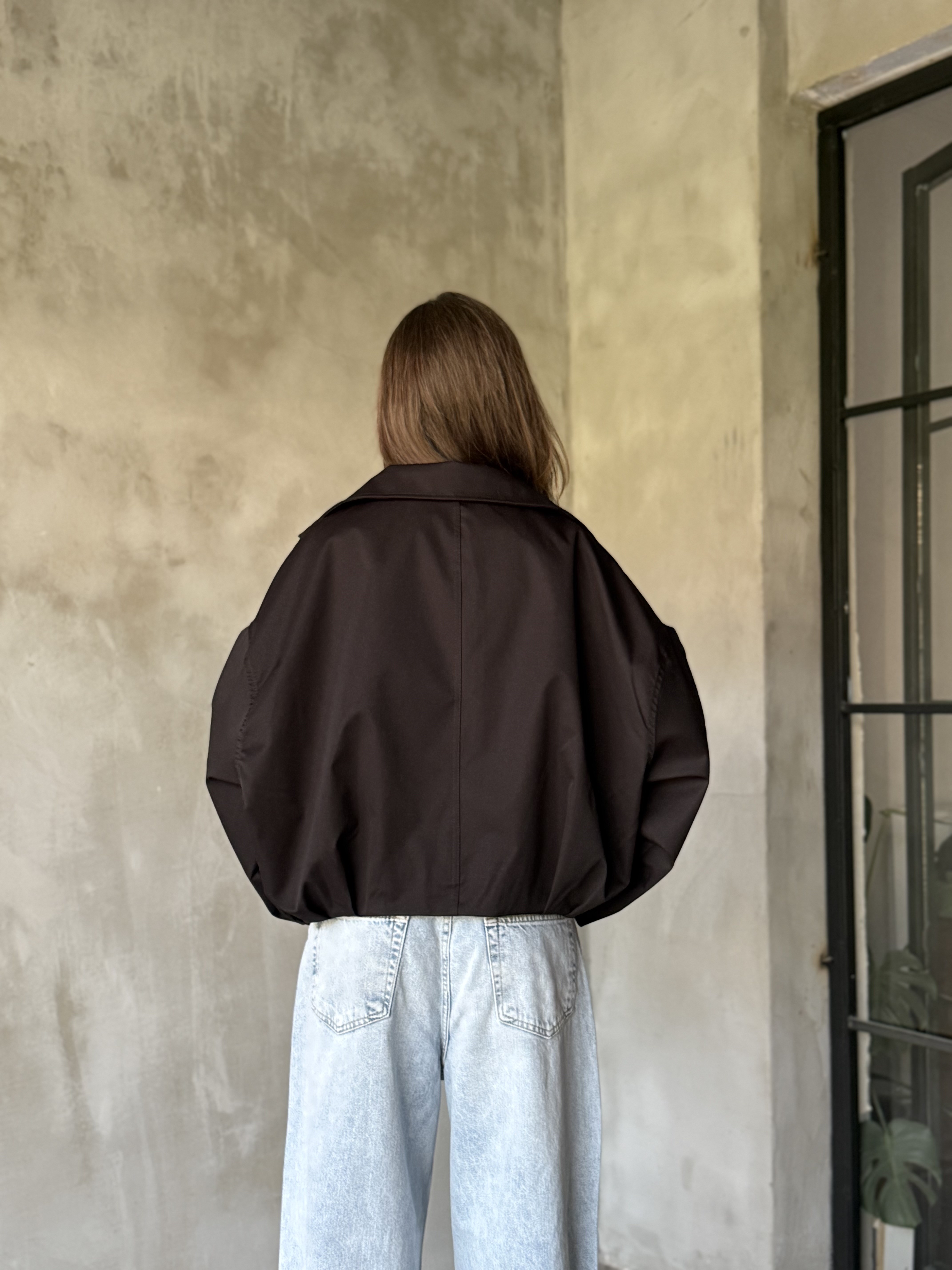 Kemerli Bomber Trençkot - Siyah
