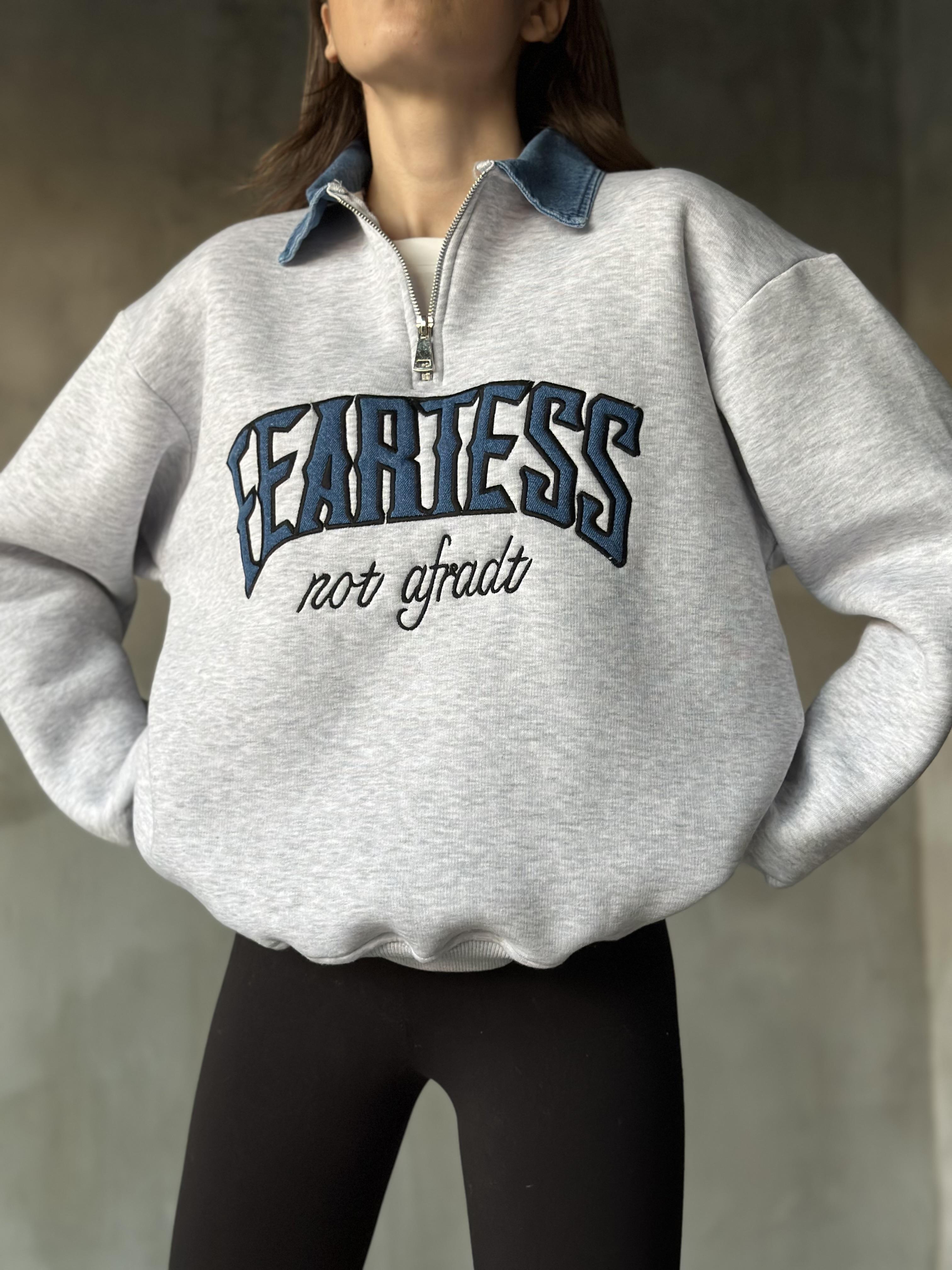 Kot Detay Oversize Sweatshirt - Gri