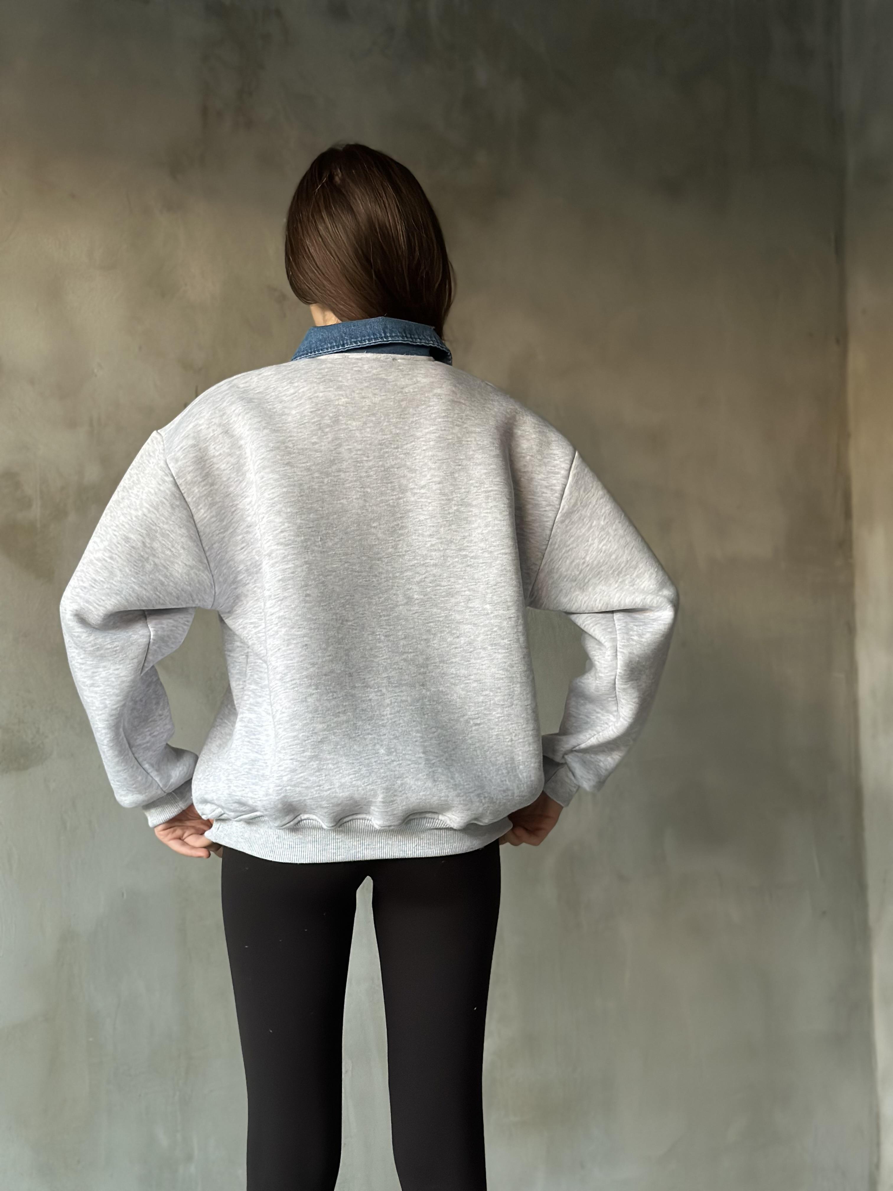 Kot Detay Oversize Sweatshirt - Gri