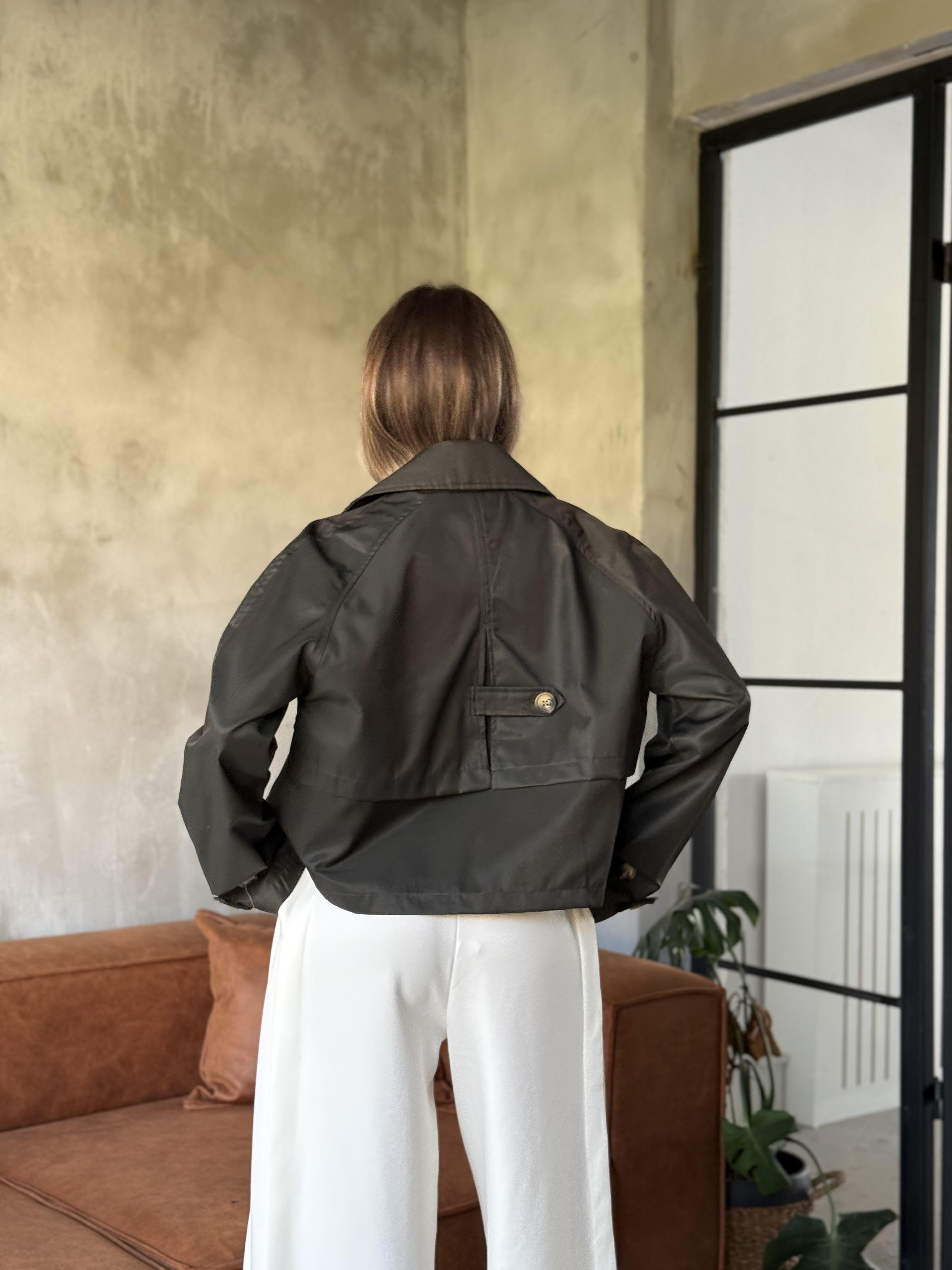 Koyu Haki Mini Trençkot Zr