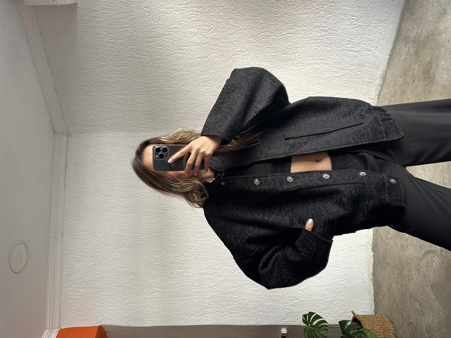 Kuzu Oversize Bomber Ceket - Siyah