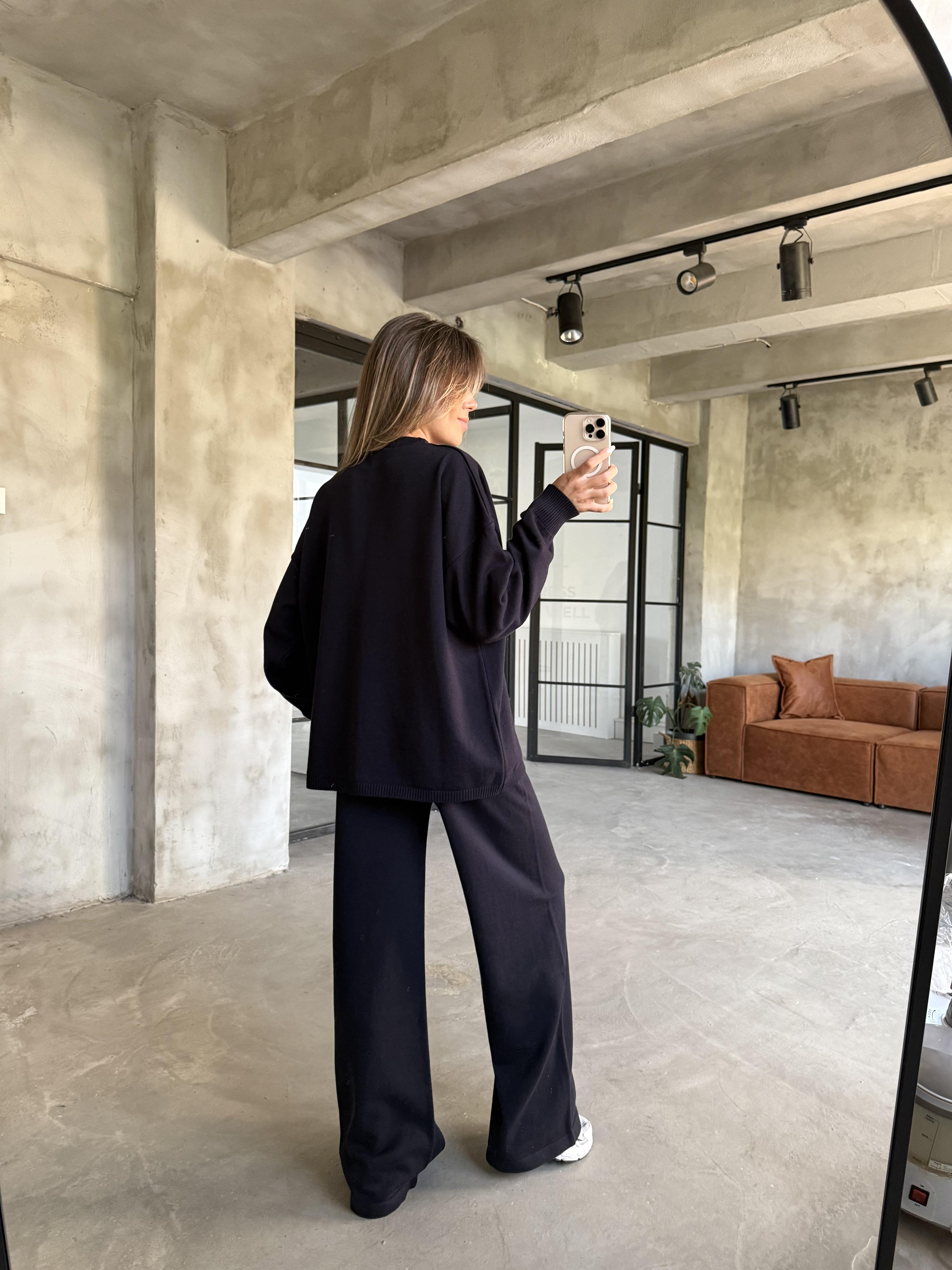 Lacivert Basic Oversize Triko Takım