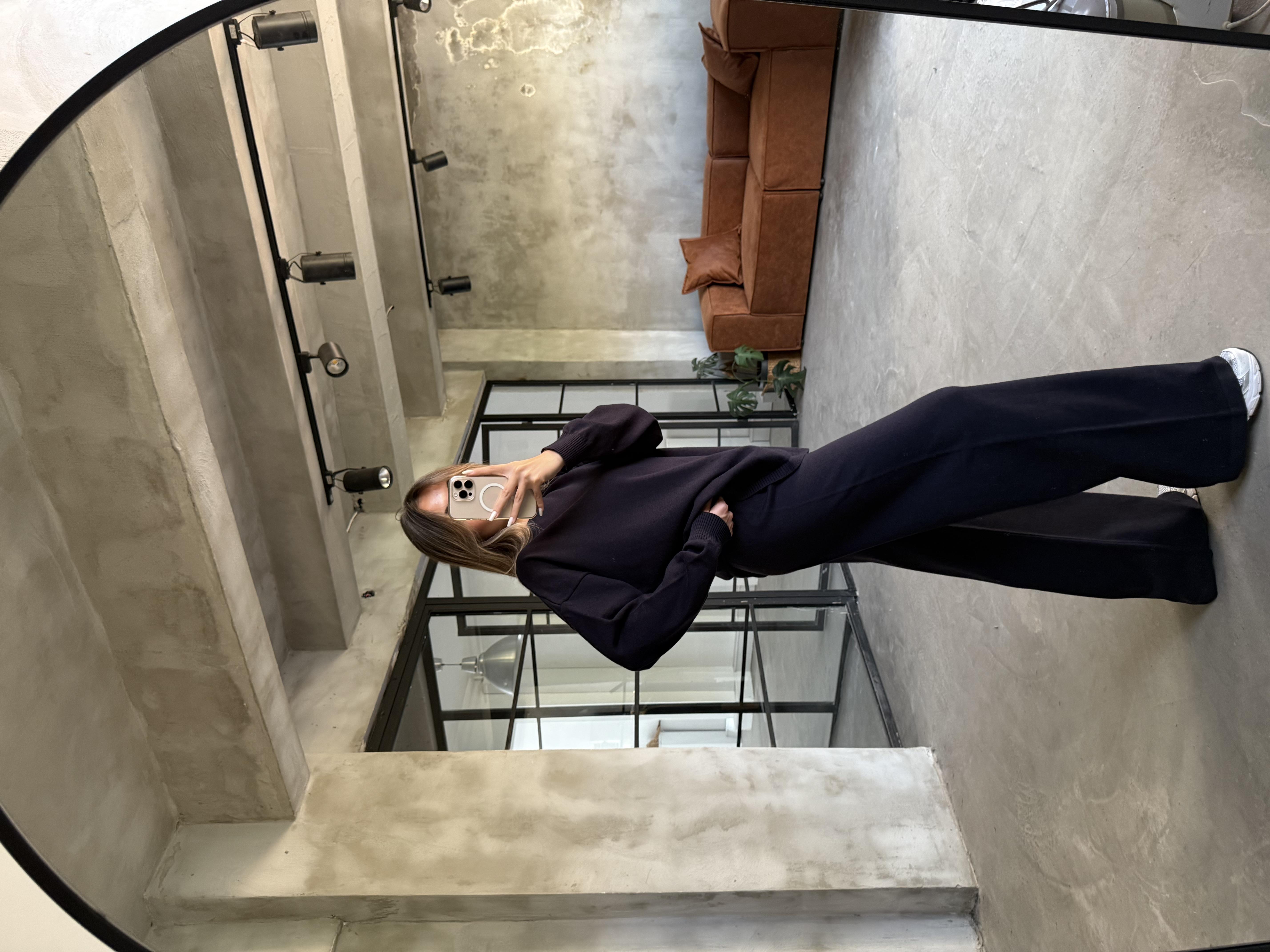 Lacivert Basic Oversize Triko Takım
