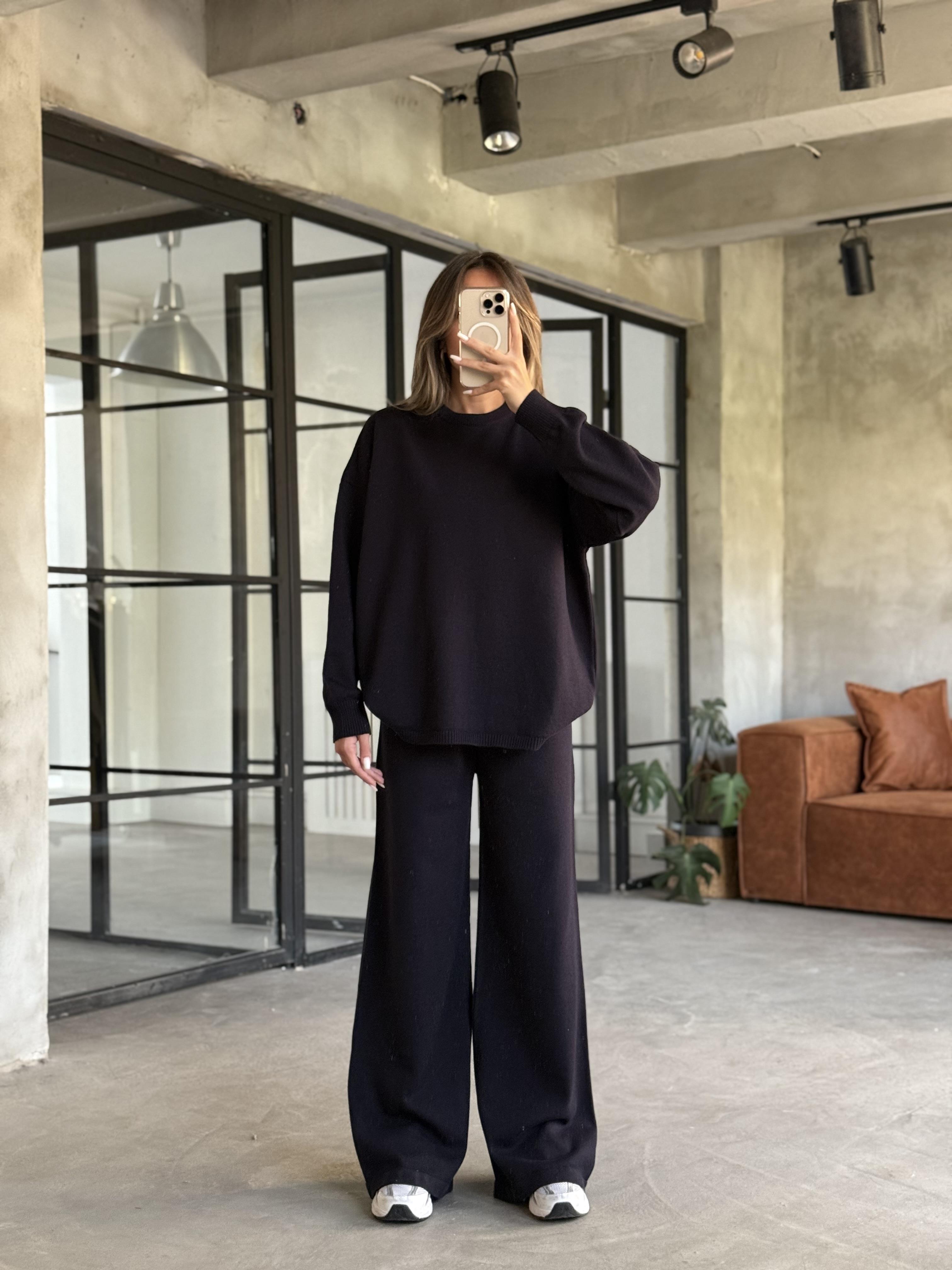 Lacivert Basic Oversize Triko Takım