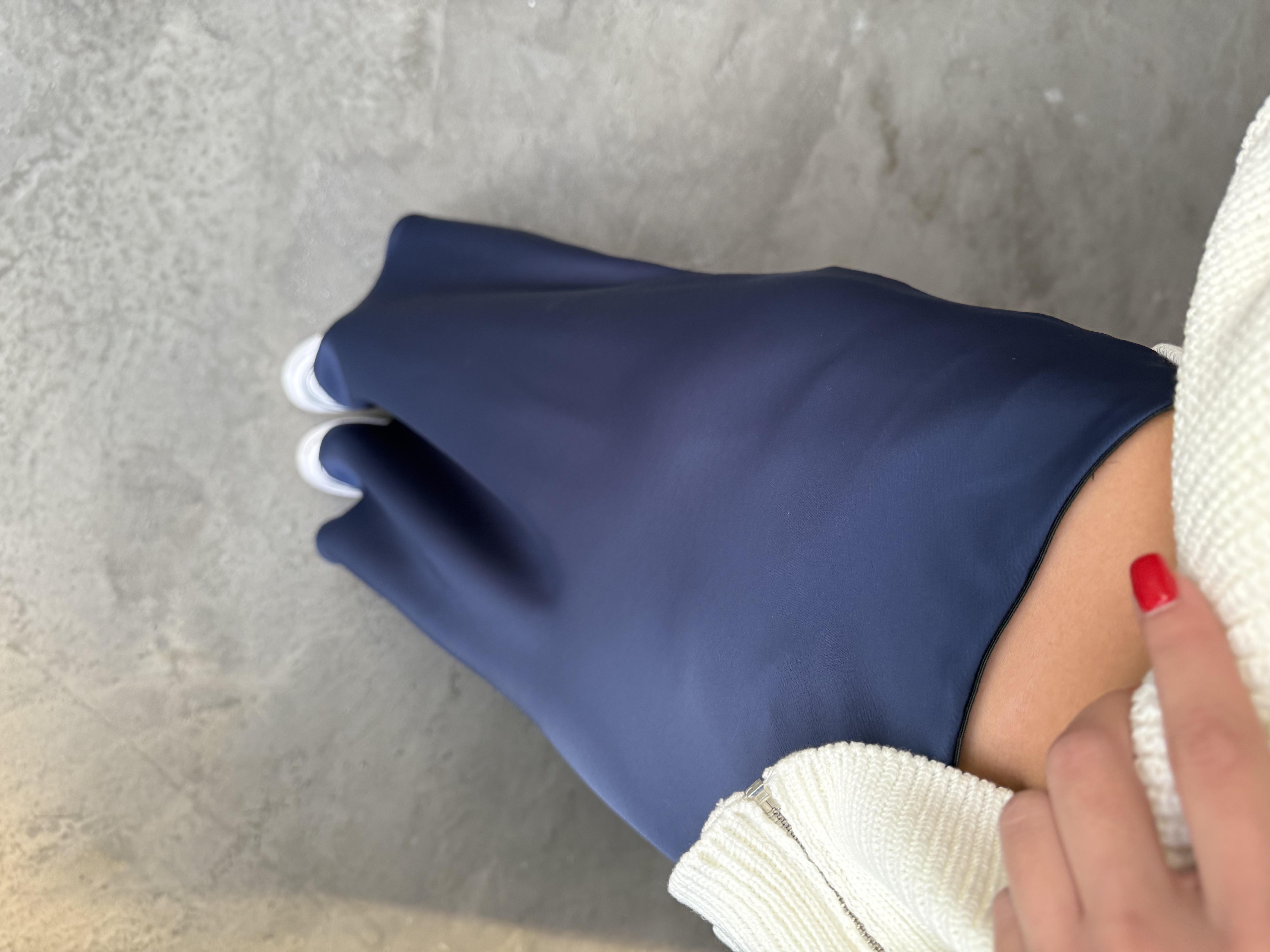 Lacivert Maxi Saten Etek 