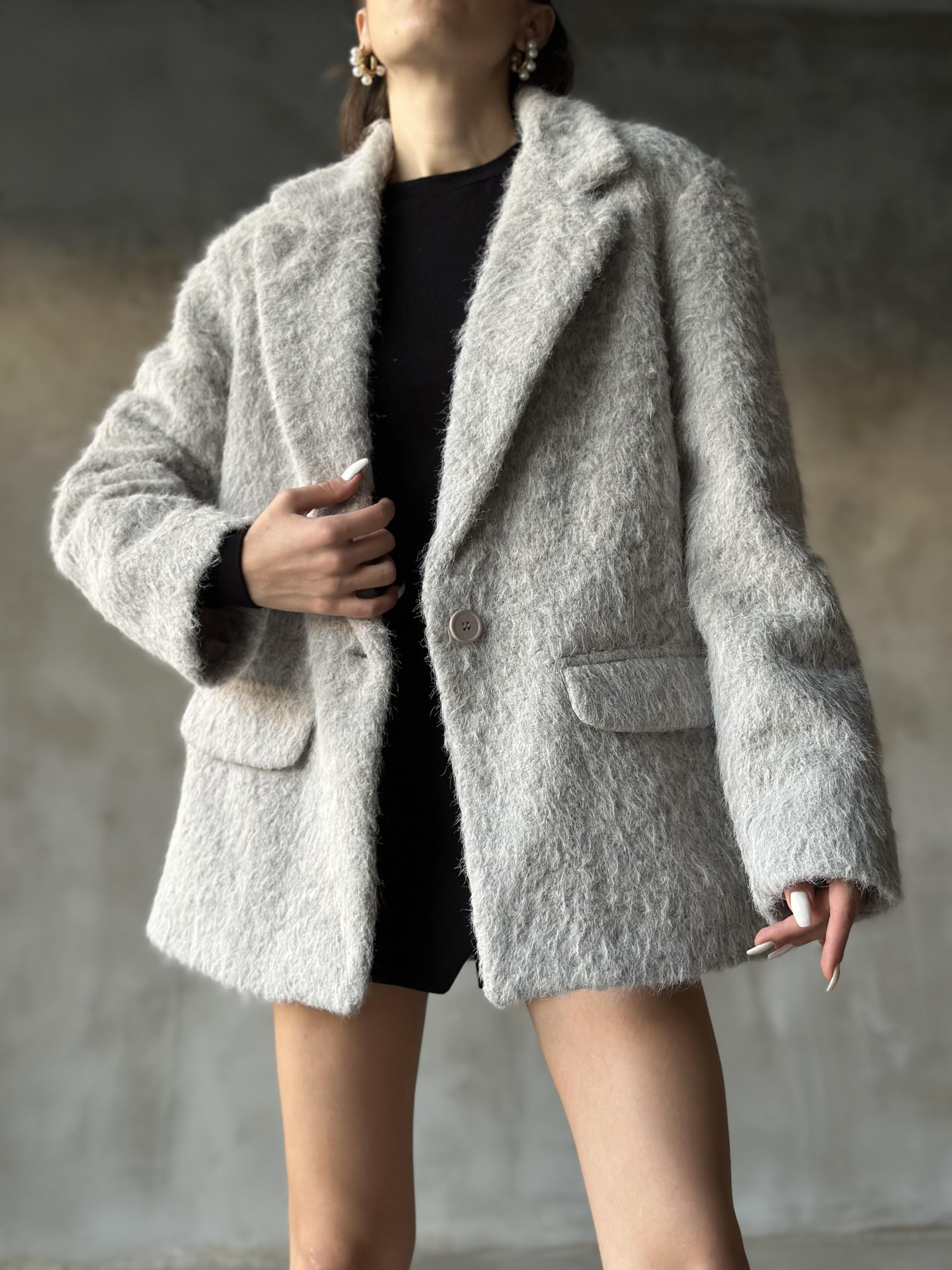 Ladies Keçe Blazer Ceket - Gri