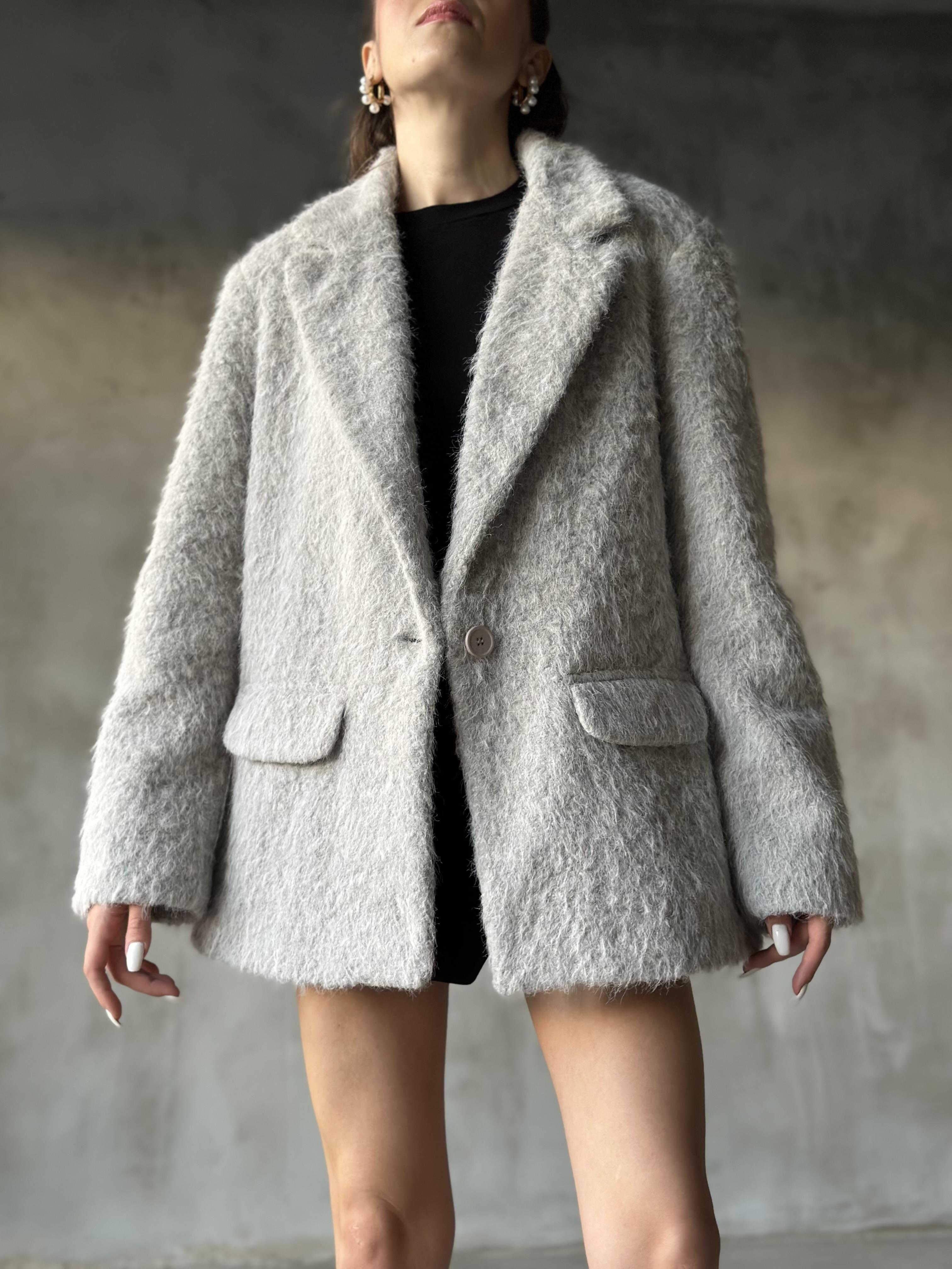 Ladies Keçe Blazer Ceket - Gri