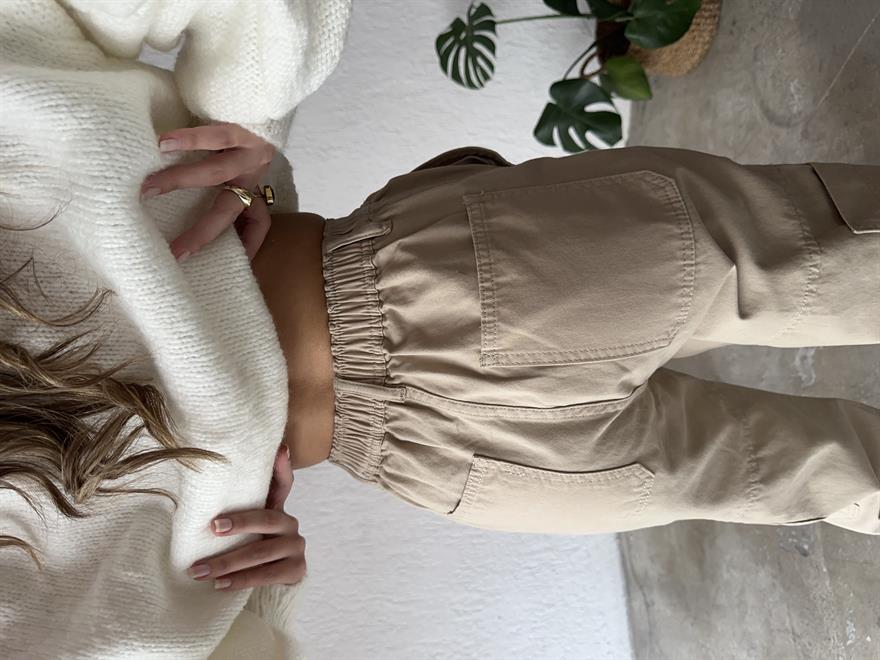 Lastikli Kargo Pantolon - Camel