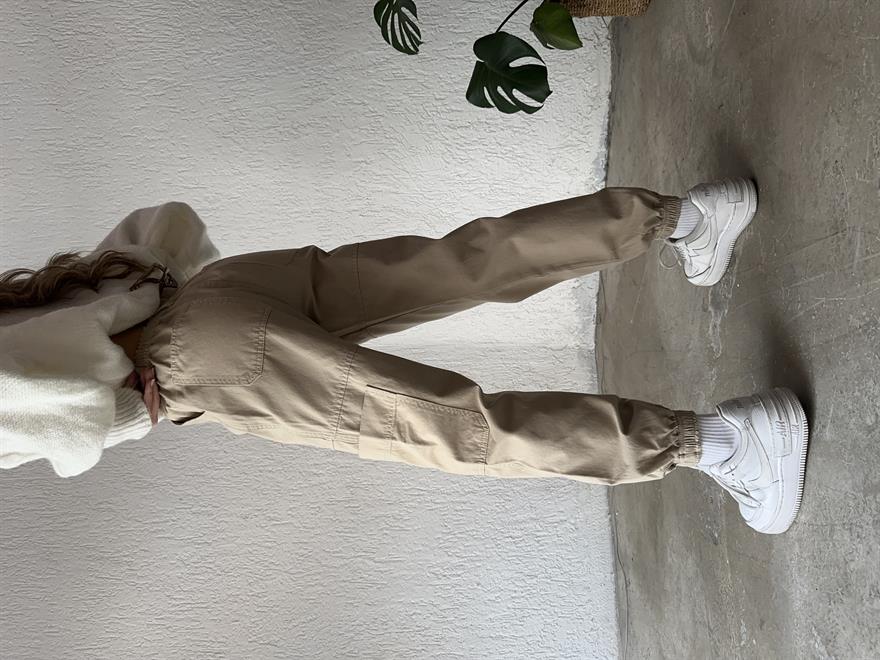 Lastikli Kargo Pantolon - Camel