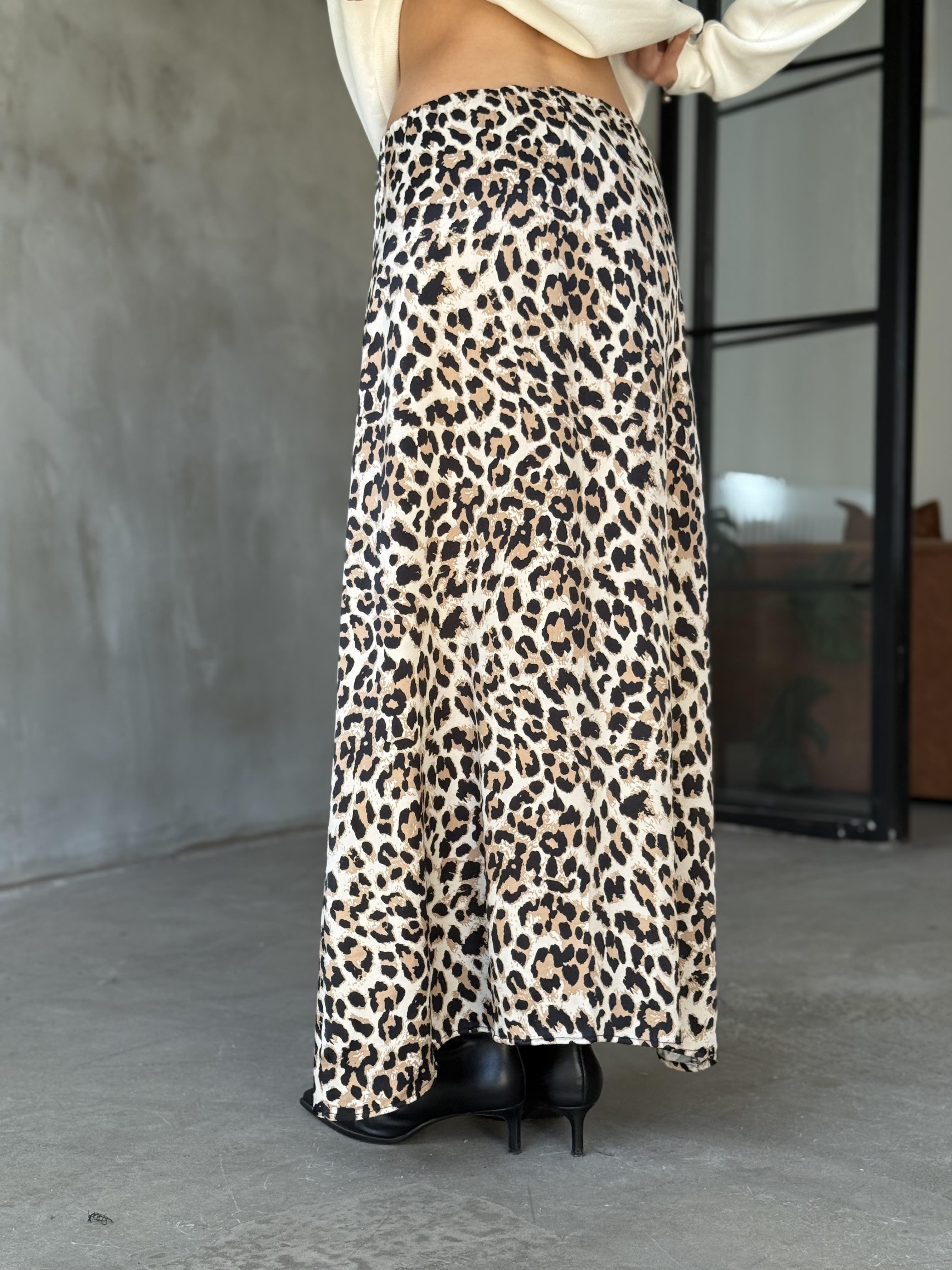Leopar Maxi Saten Etek