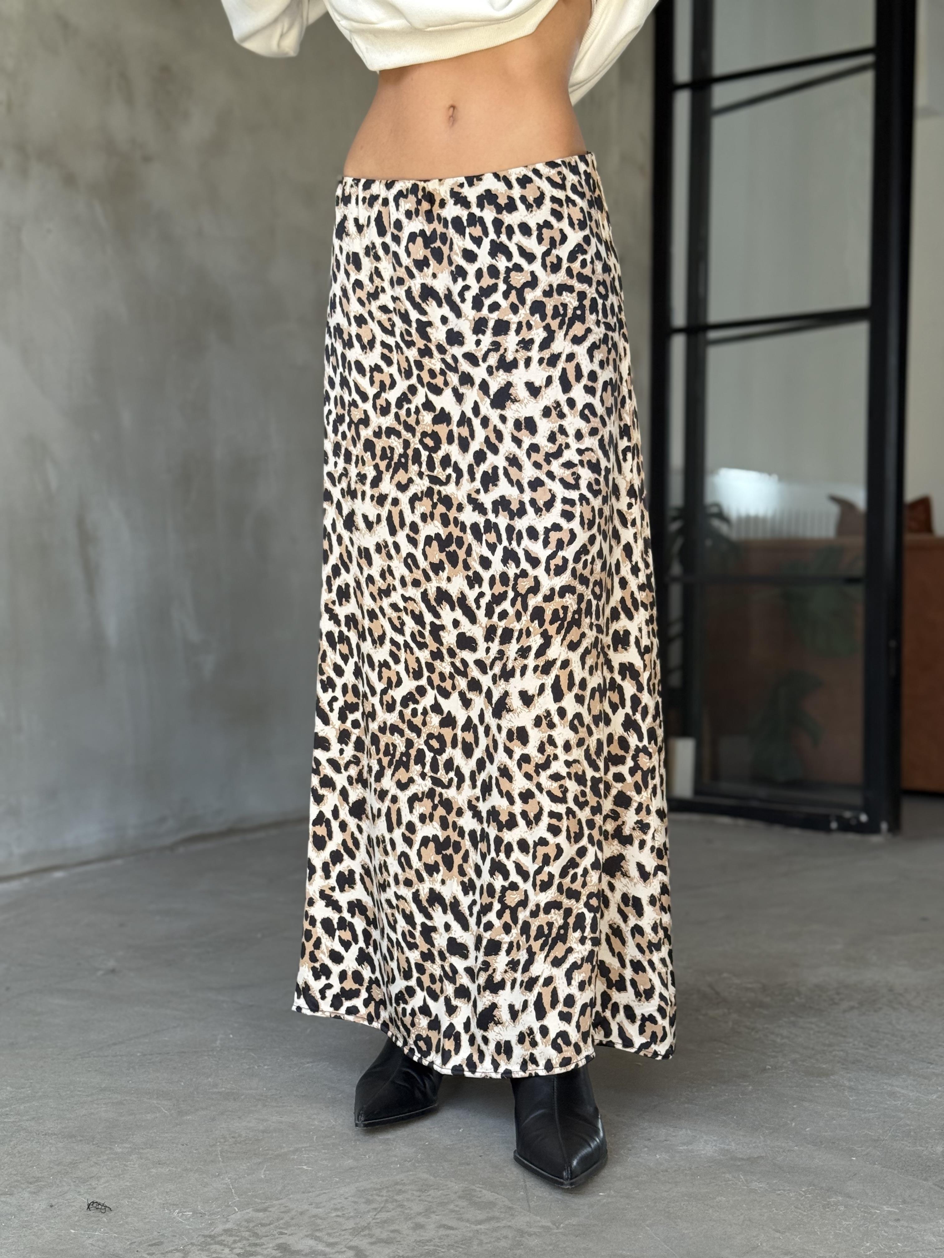Leopar Maxi Saten Etek
