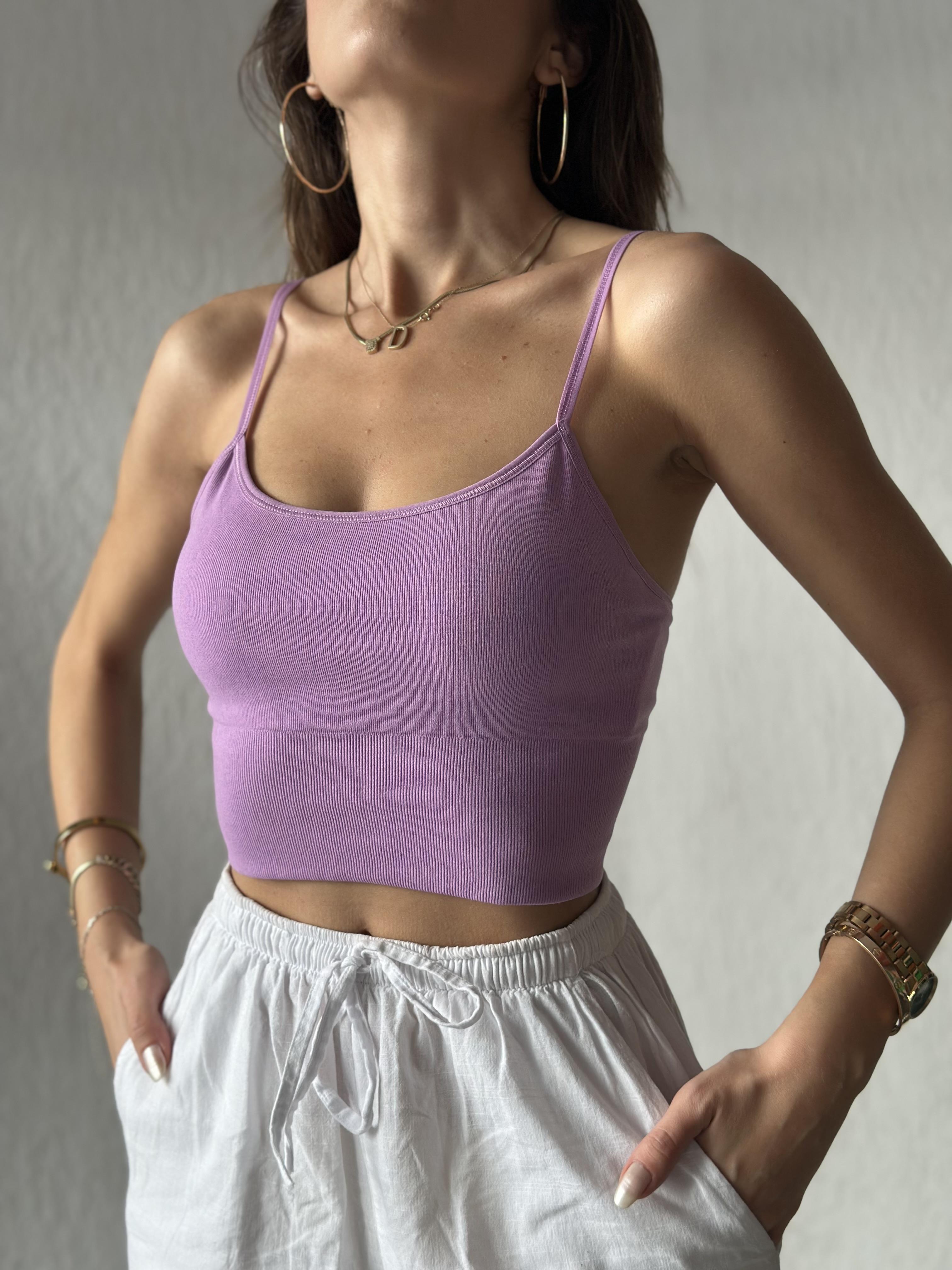 Lila Askılı Crop