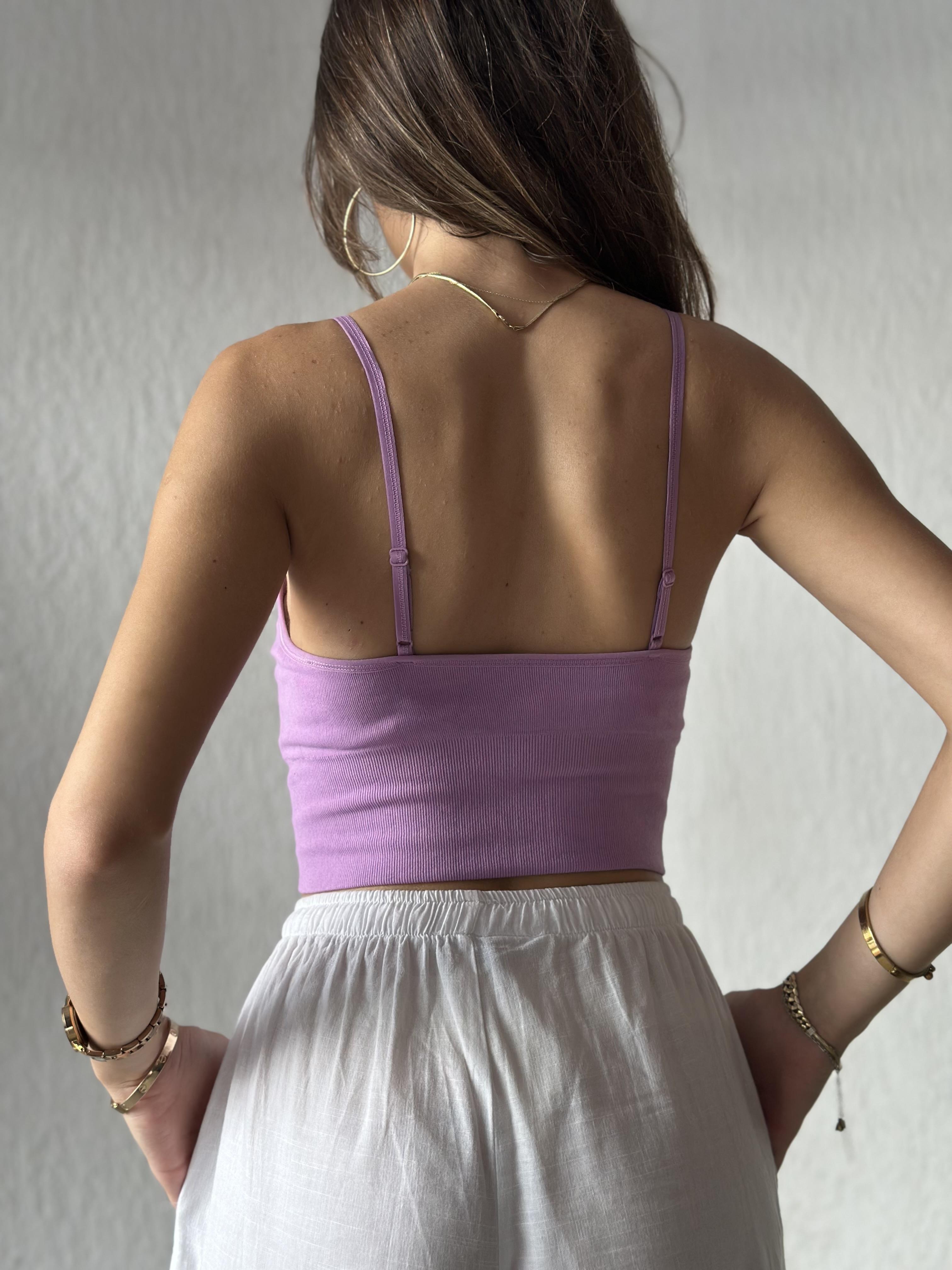 Lila Askılı Crop