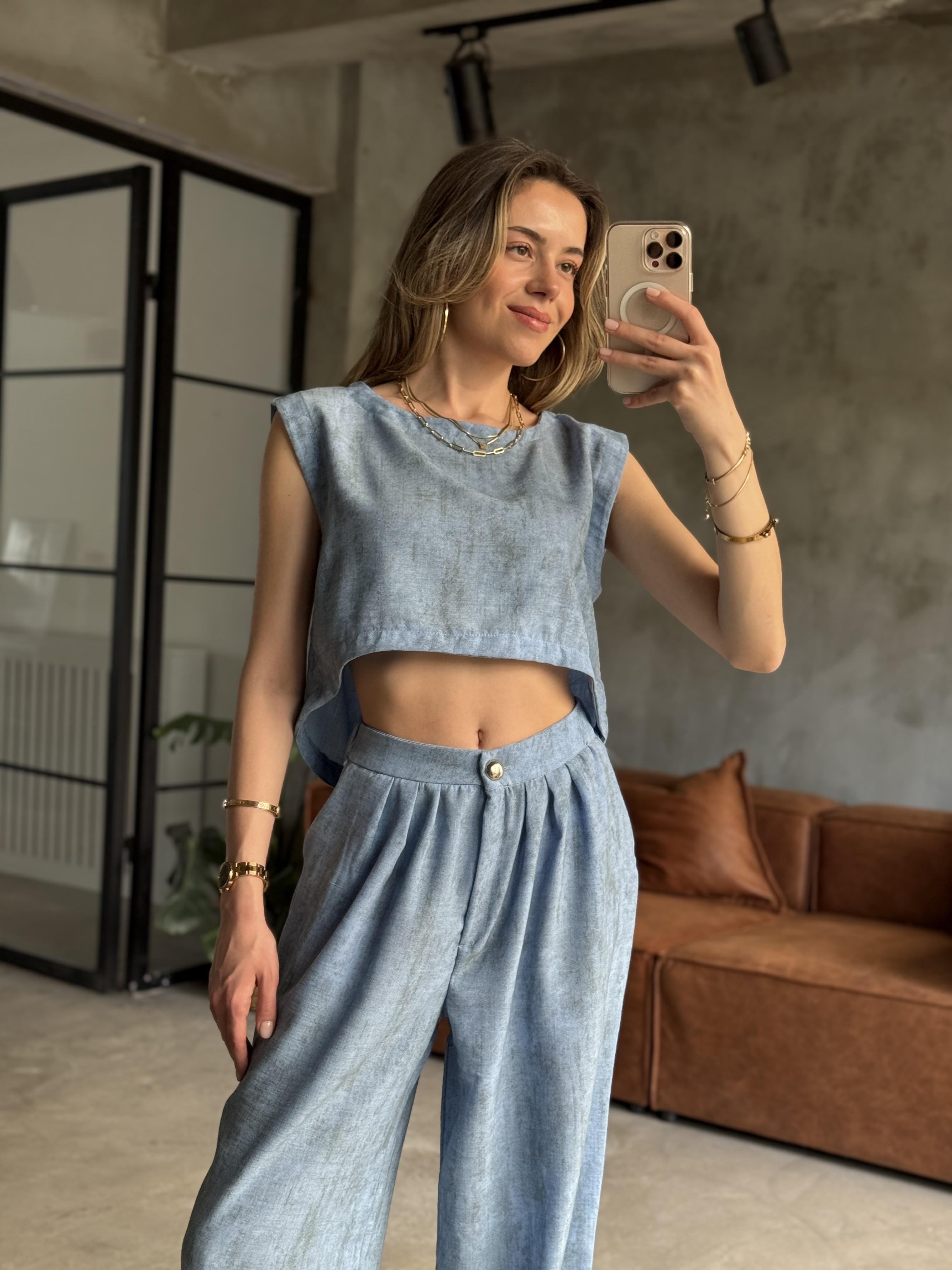 Lily Keten Karışımlı Takım - Mavi
