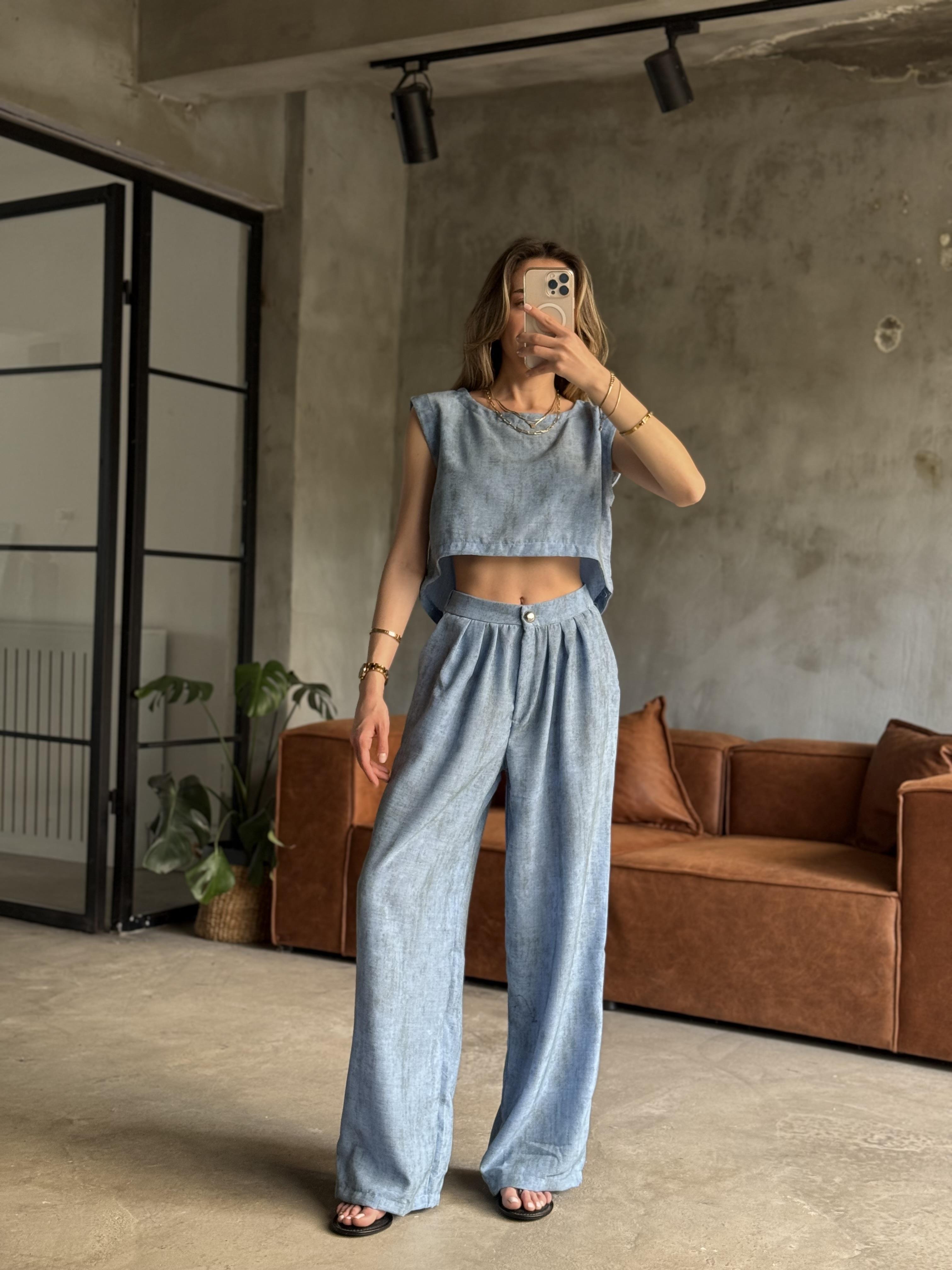 Lily Keten Karışımlı Takım - Mavi